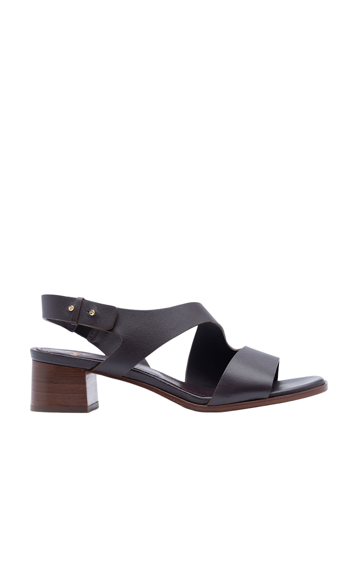 Black leather sandal with low heel Lottusse