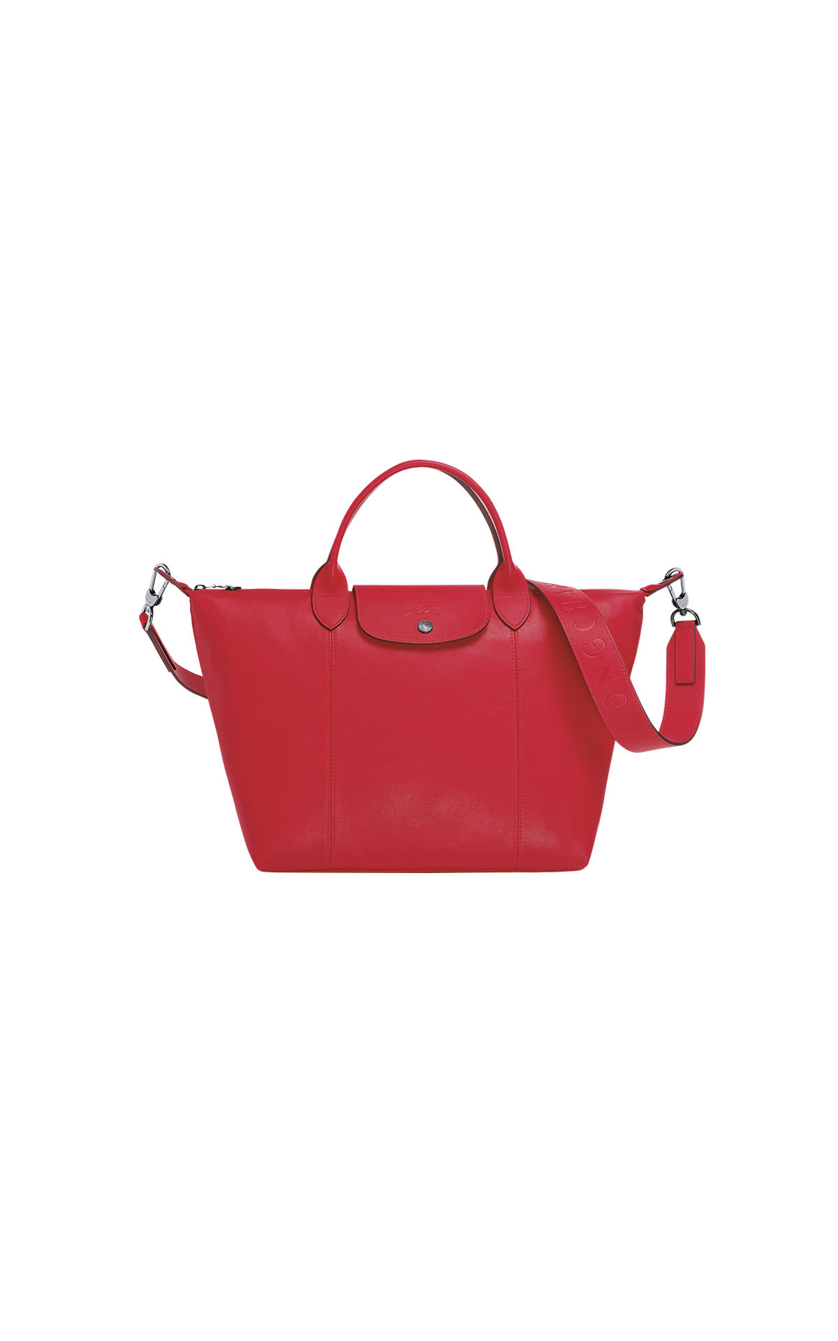 Longchamp Le Pliage cuir medium sized top handle bag with detachable strap  from Bicester Village