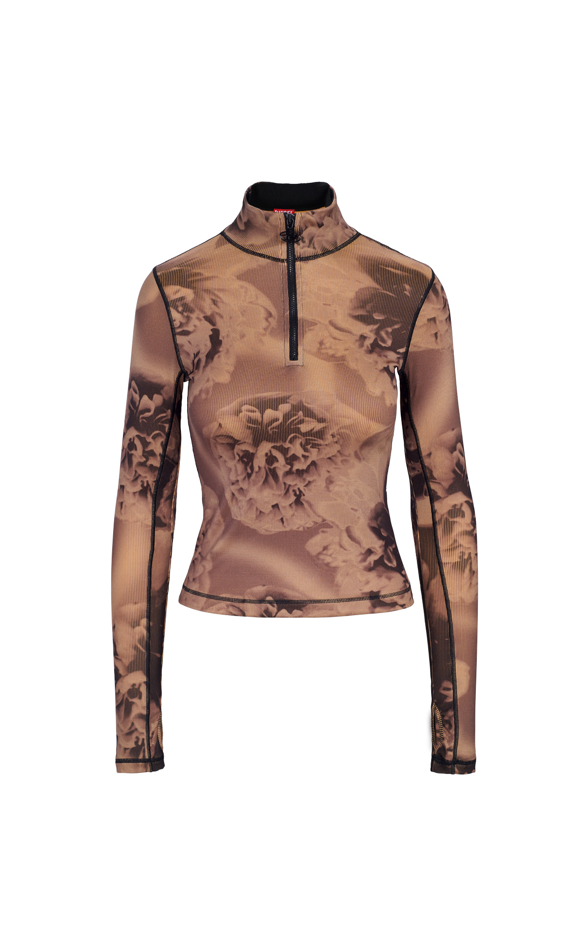 Brown printed jersey diesel outlet barcelona la roca village