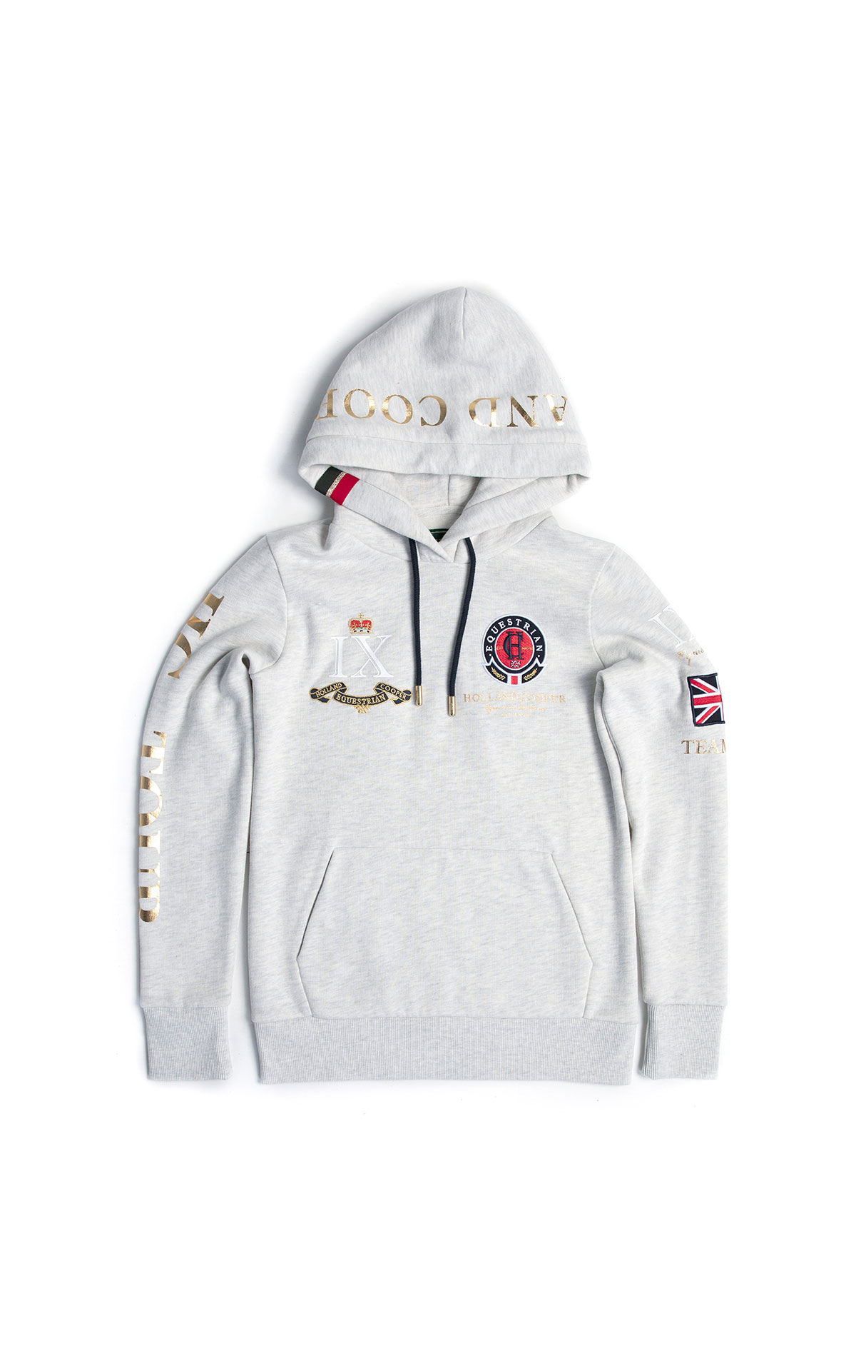 Holland Cooper Team pull on hoodie ice grey marl from Bicester Village
