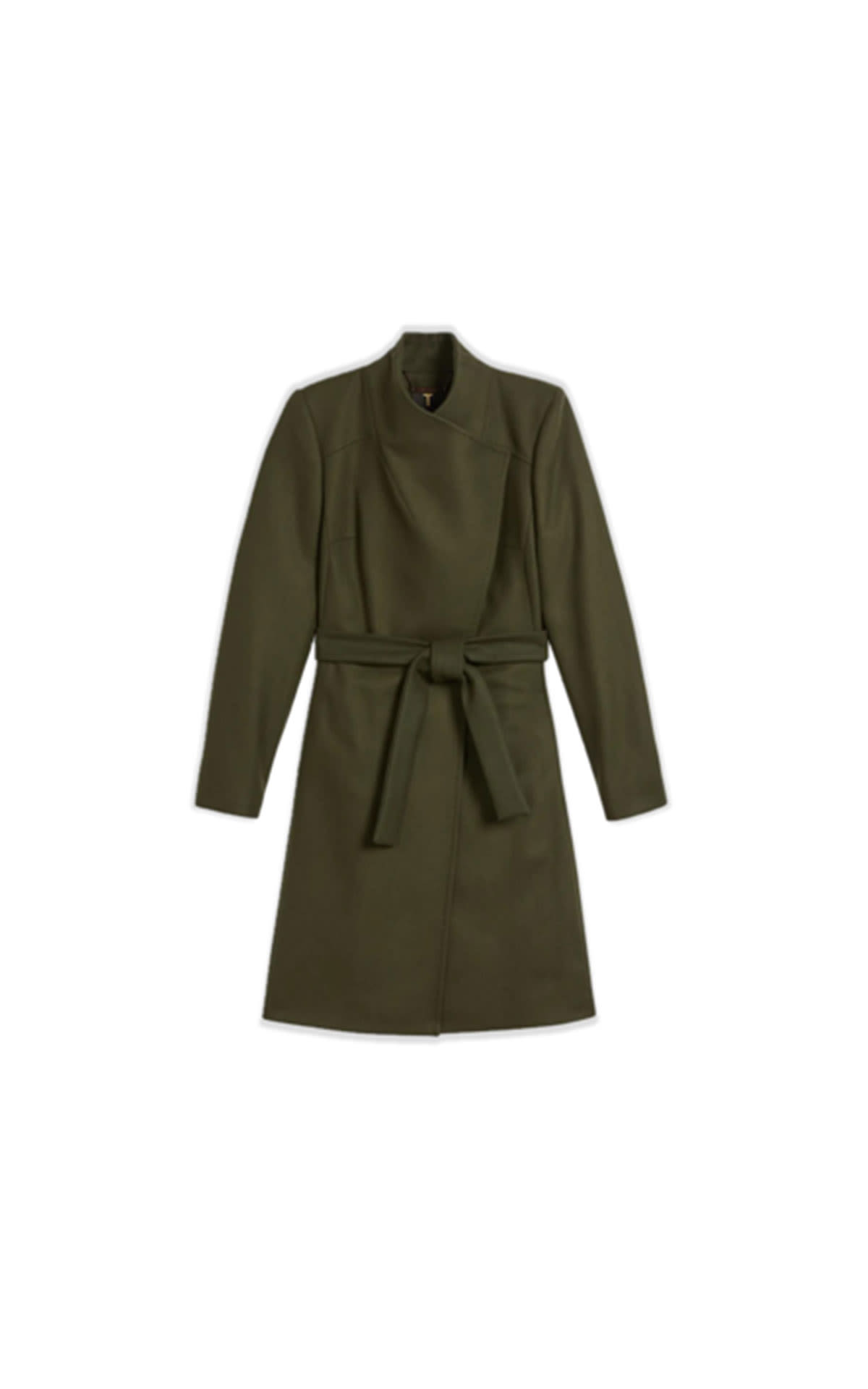 Ted Baker Long wool wrap coat khaki from Bicester Village