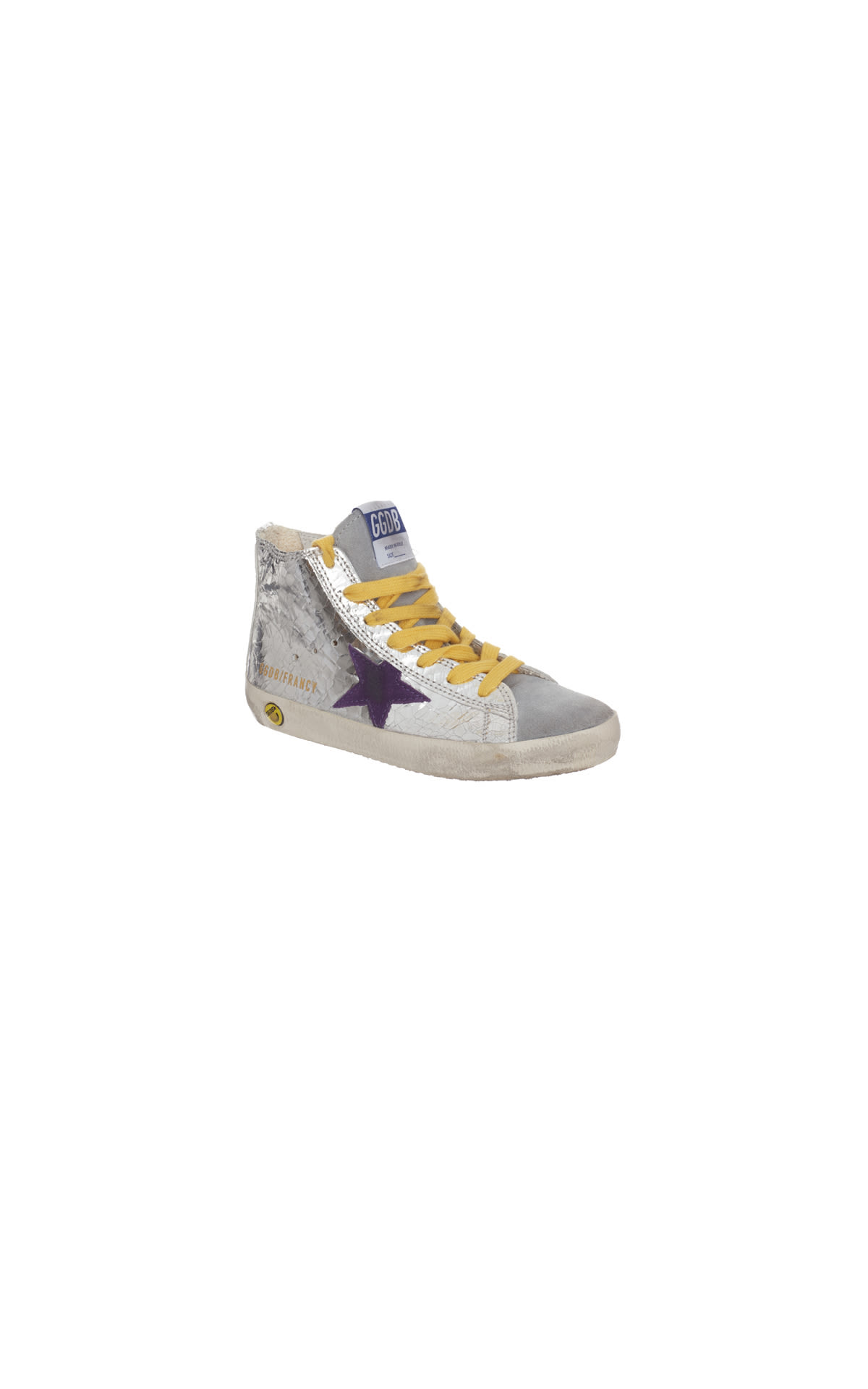 Golden Goose Kids francy silver wall purple star trainer from Bicester Village