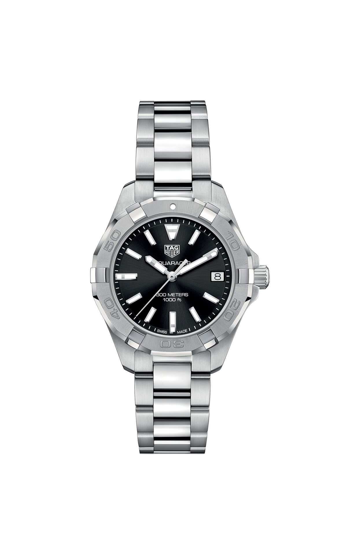 Women's watch with black dial and silver strap TAG Heuer