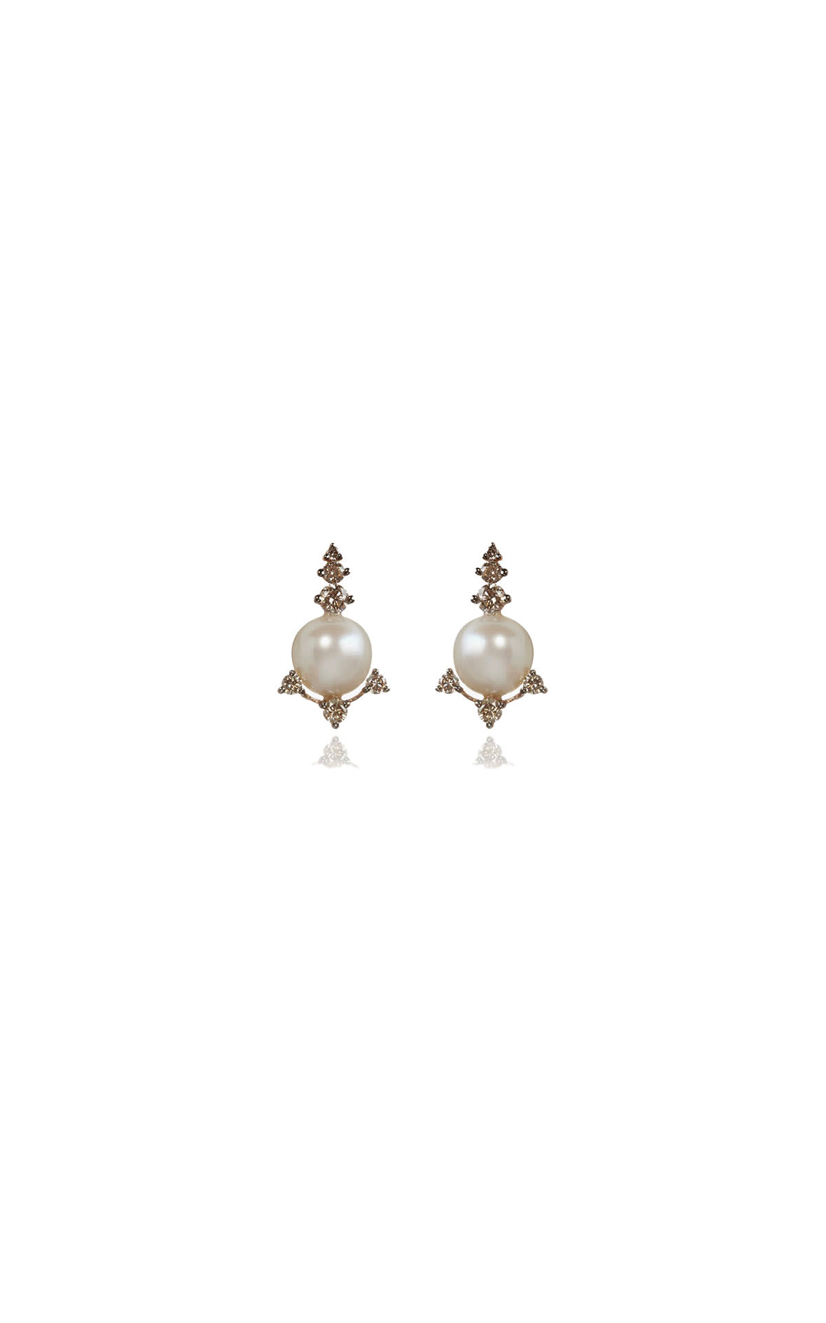 Annoushka 18ct Rosegold diamond and pearl studs from Bicester Village