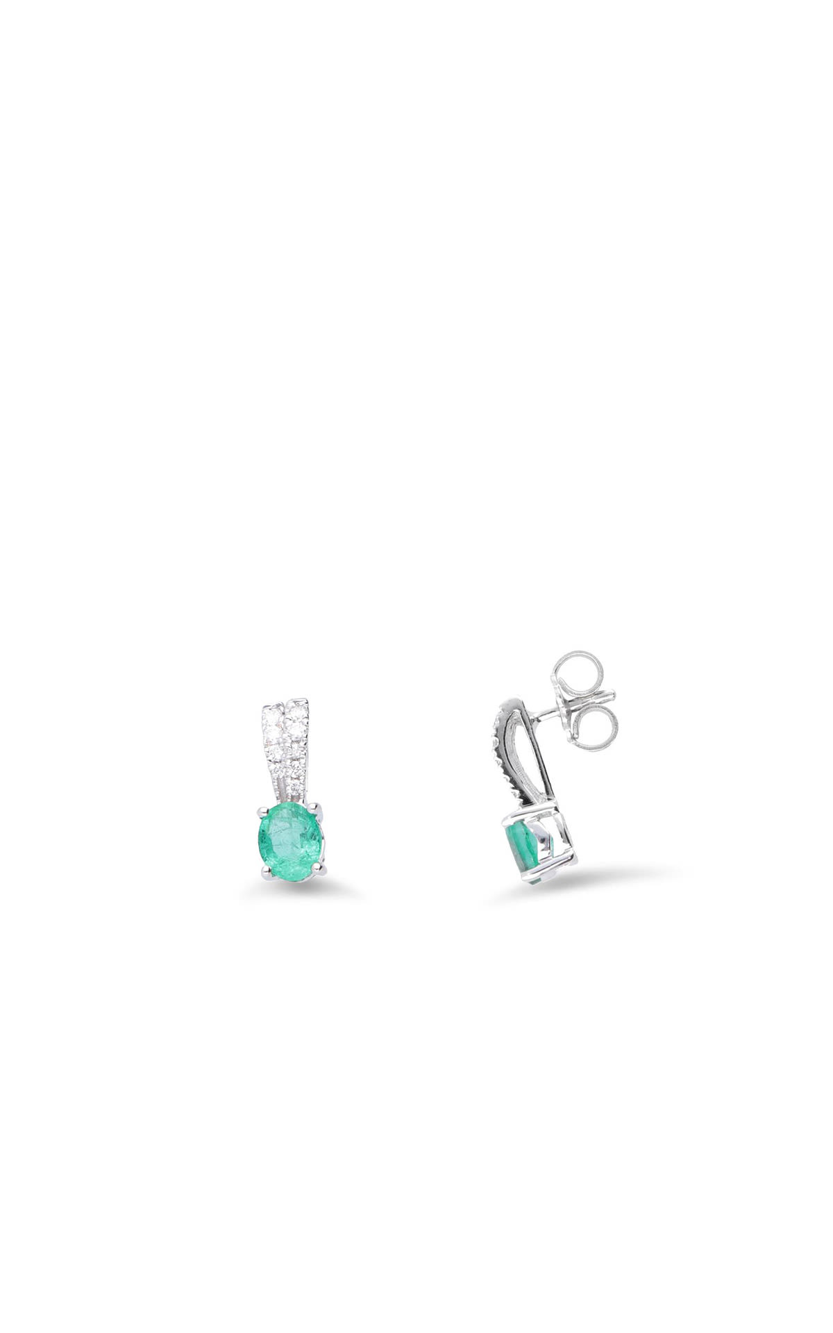 Alfieri & st John | White gold earrings with 0.11 ct diamonds and emeralds Luxury Zone
