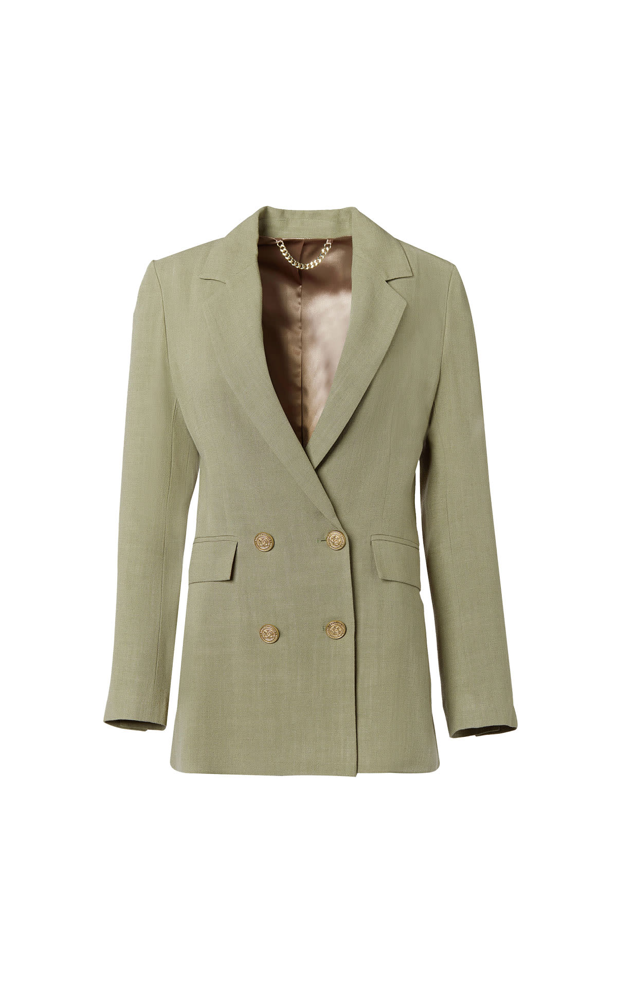 Holland Cooper Double breasted blazer (sage linen) from Bicester Village