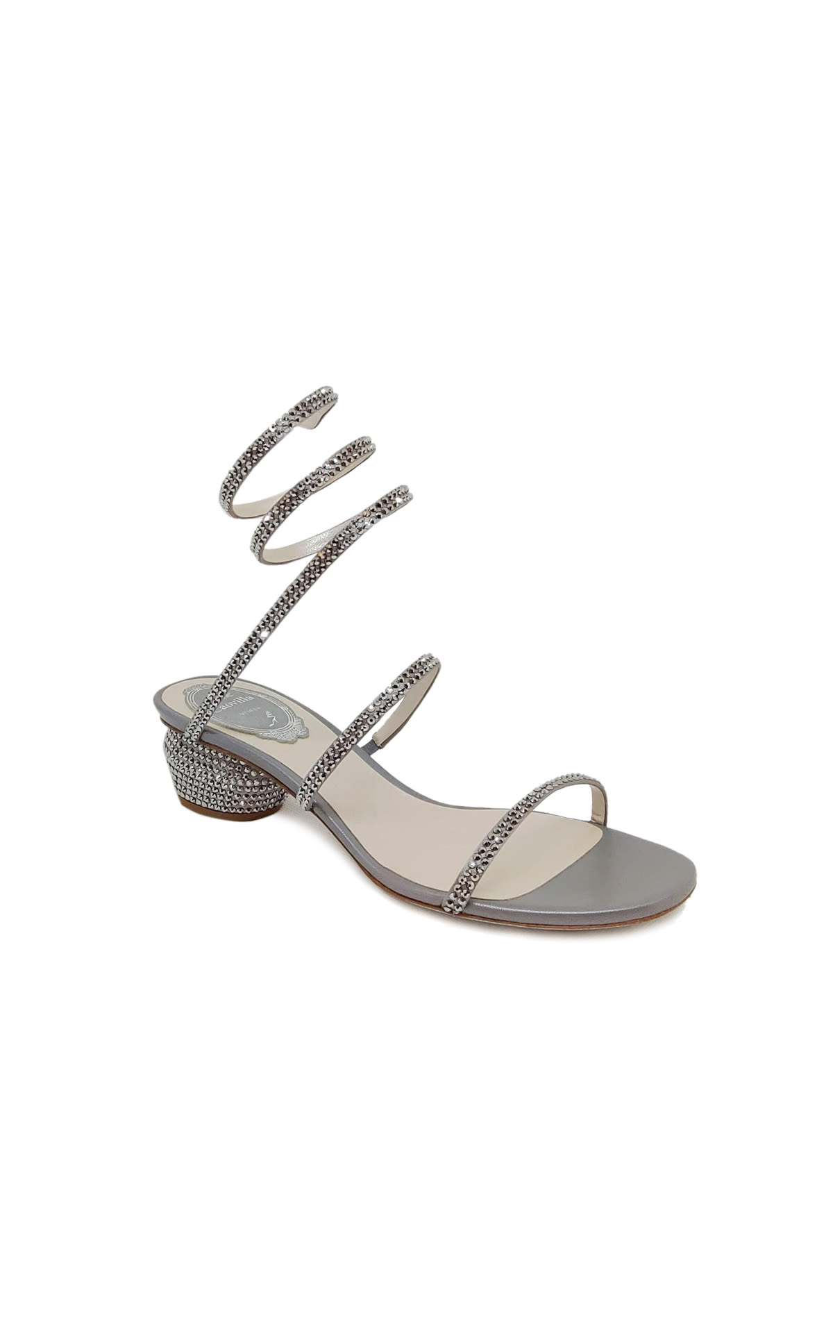 Cleo sandals in satin gray