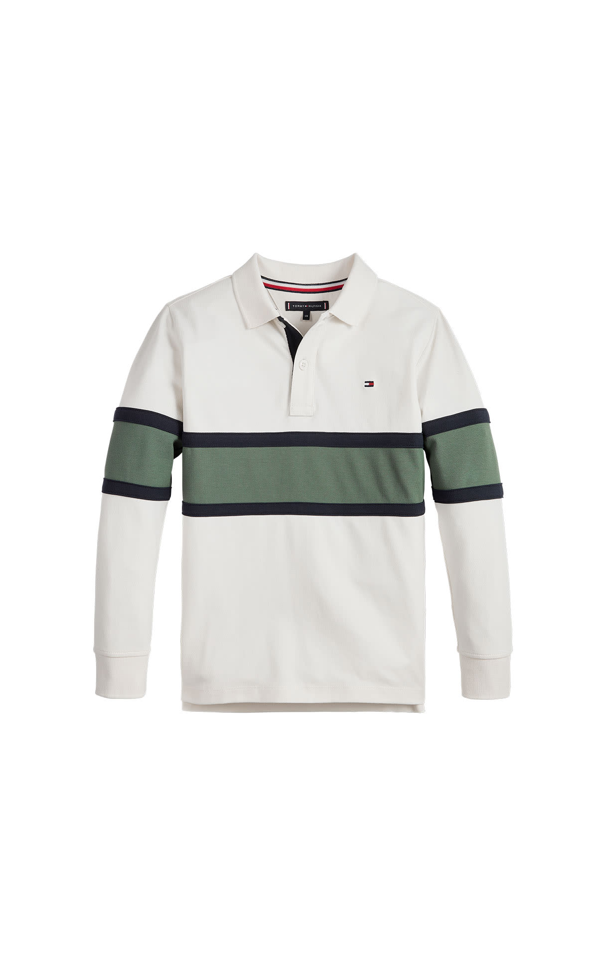 White polo shirt with green stripe Tommy Hilfiger