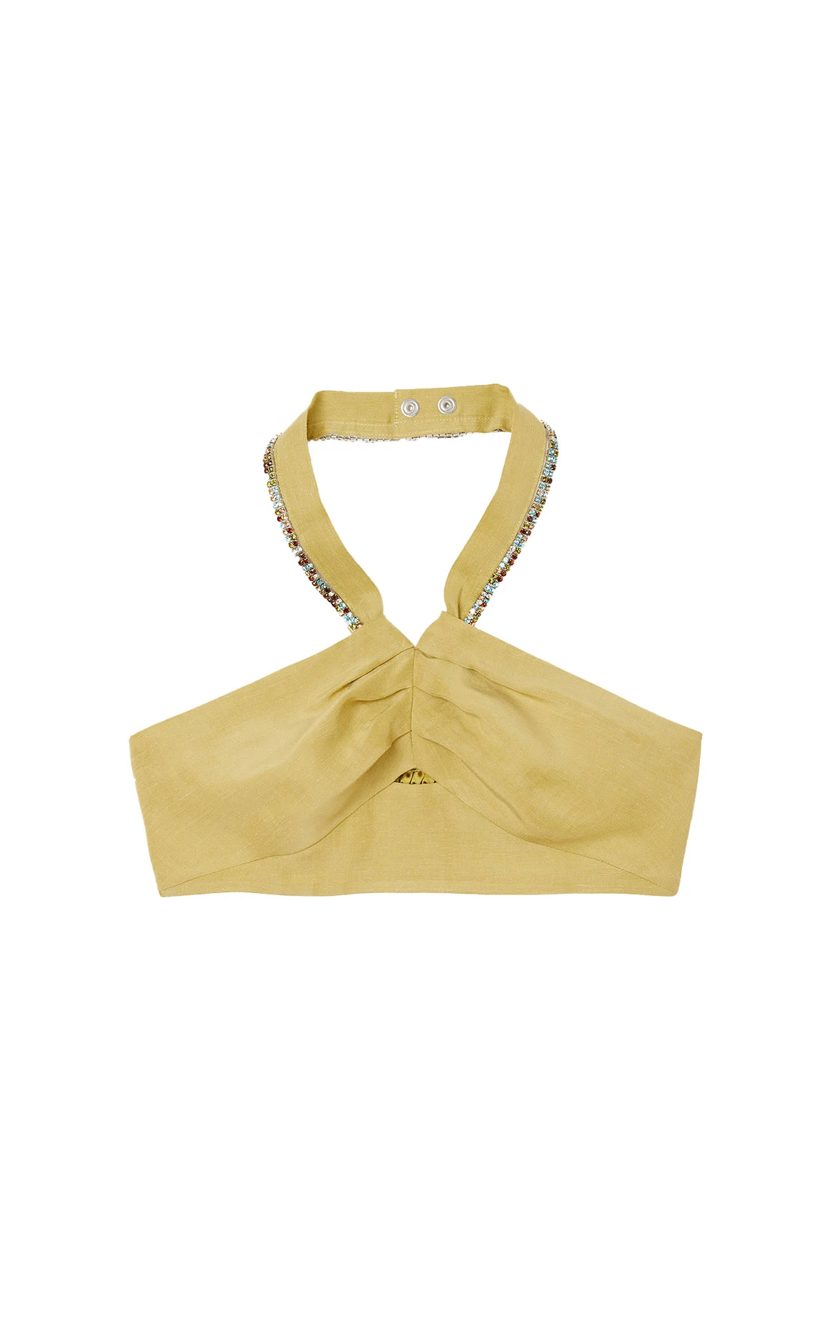 Yellow bandeau top with rhinestone details sandro outlet barcleona la roca vilage