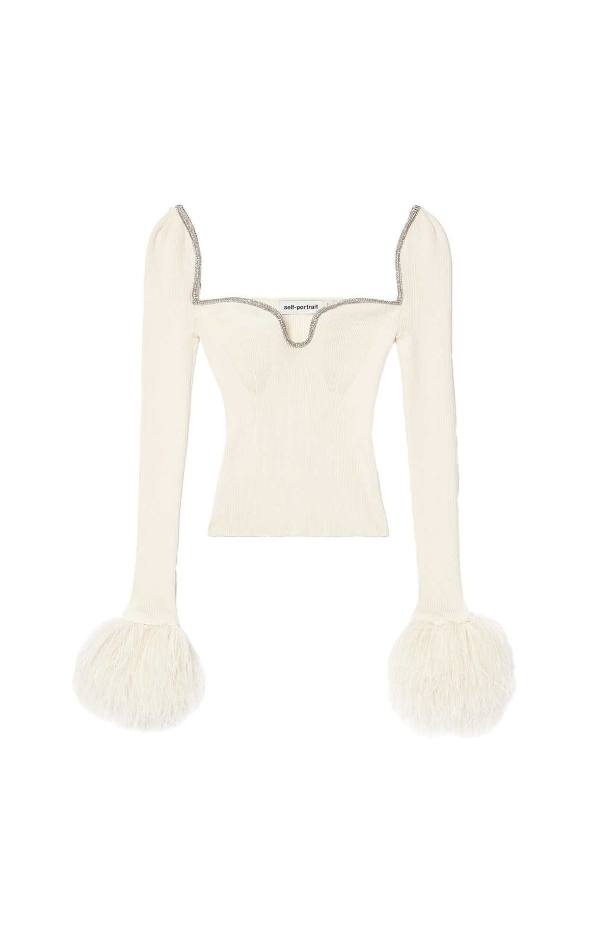 Self Portrait Off white knit feather top from Bicester Village