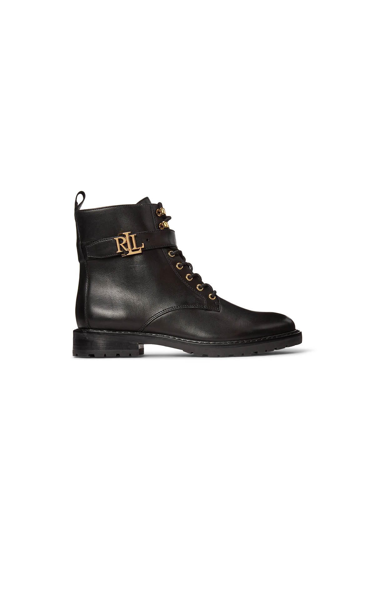 Black leather lace-up ankle boots polo ralph lauren outlet barcelon la roca v