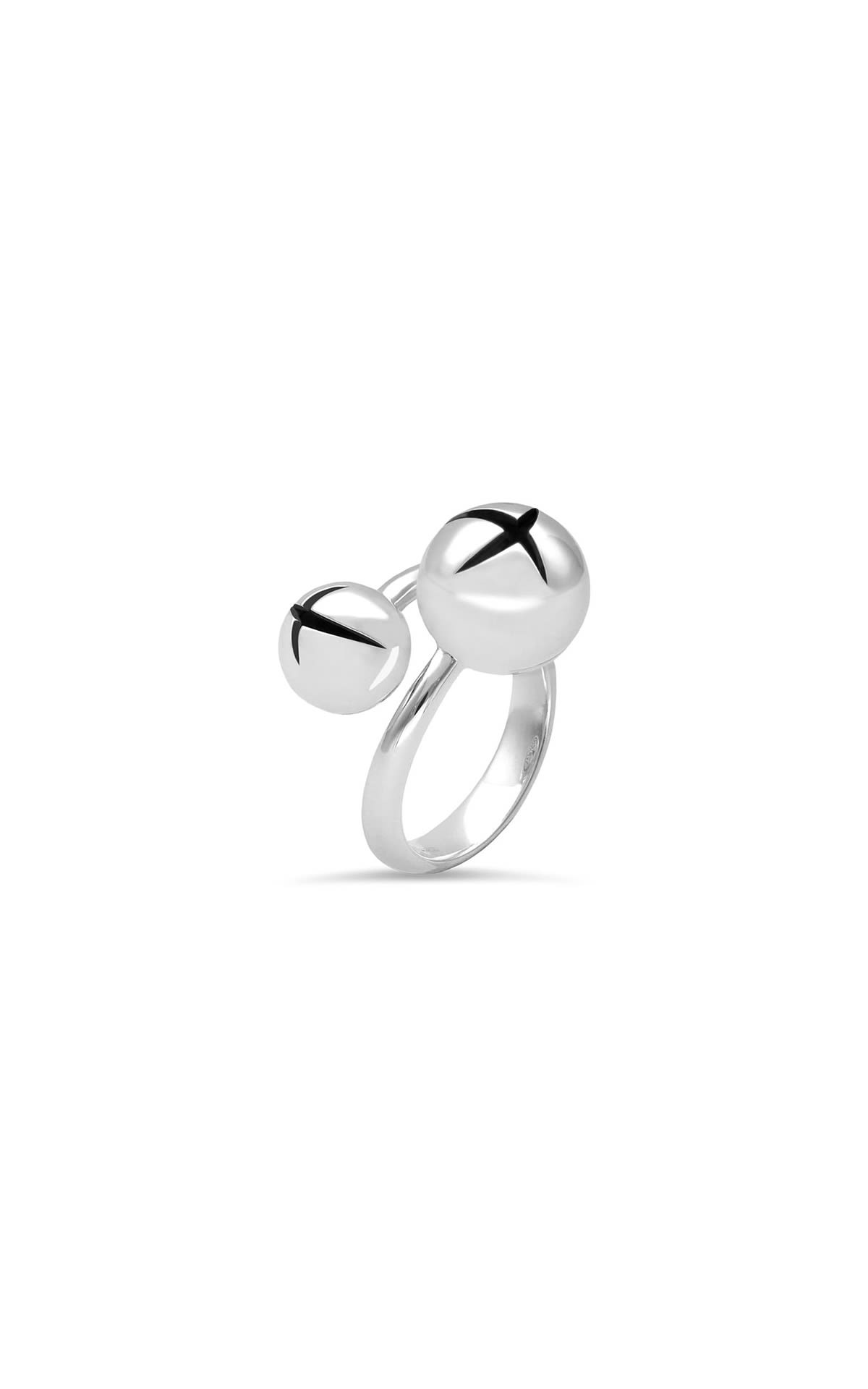 ALFIERI & ST. JOHN | Luxury Zone Double sphere silver ring with enameled crosses