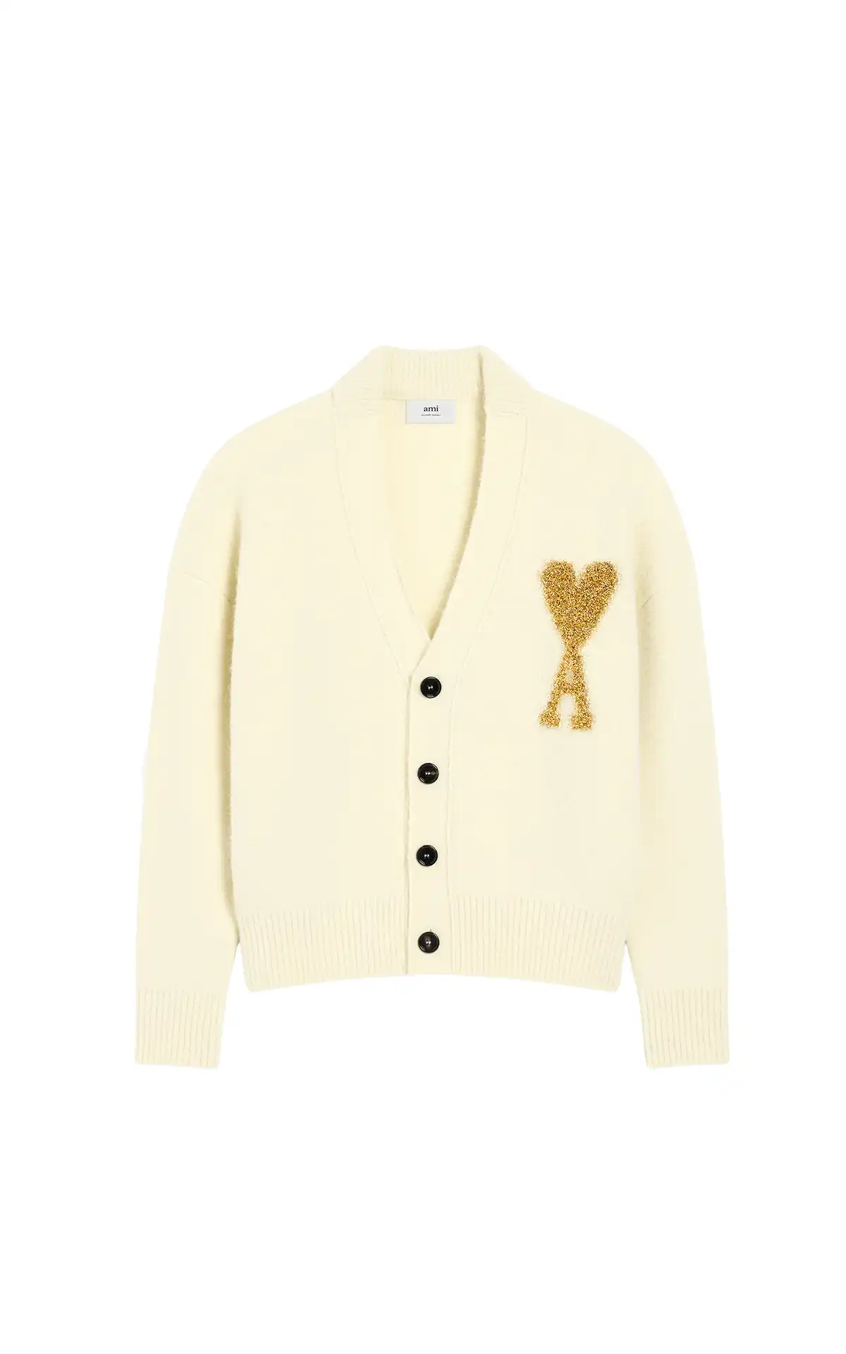 Ami Paris Cardigan Ami de Coeur beige unisexe La Vallée Village