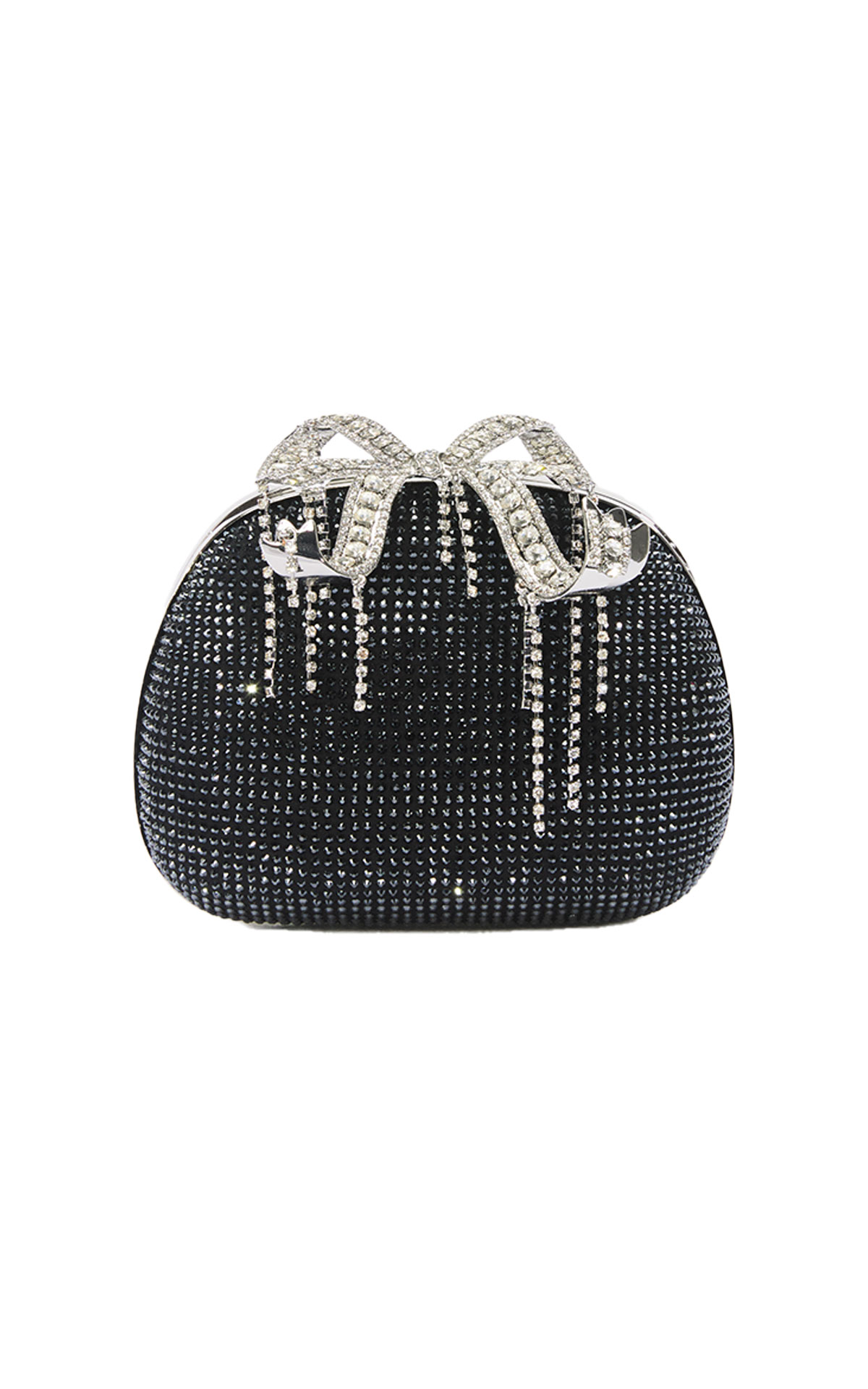 Self Portrait Black satin rhinestone clutch bag from Bicester Village