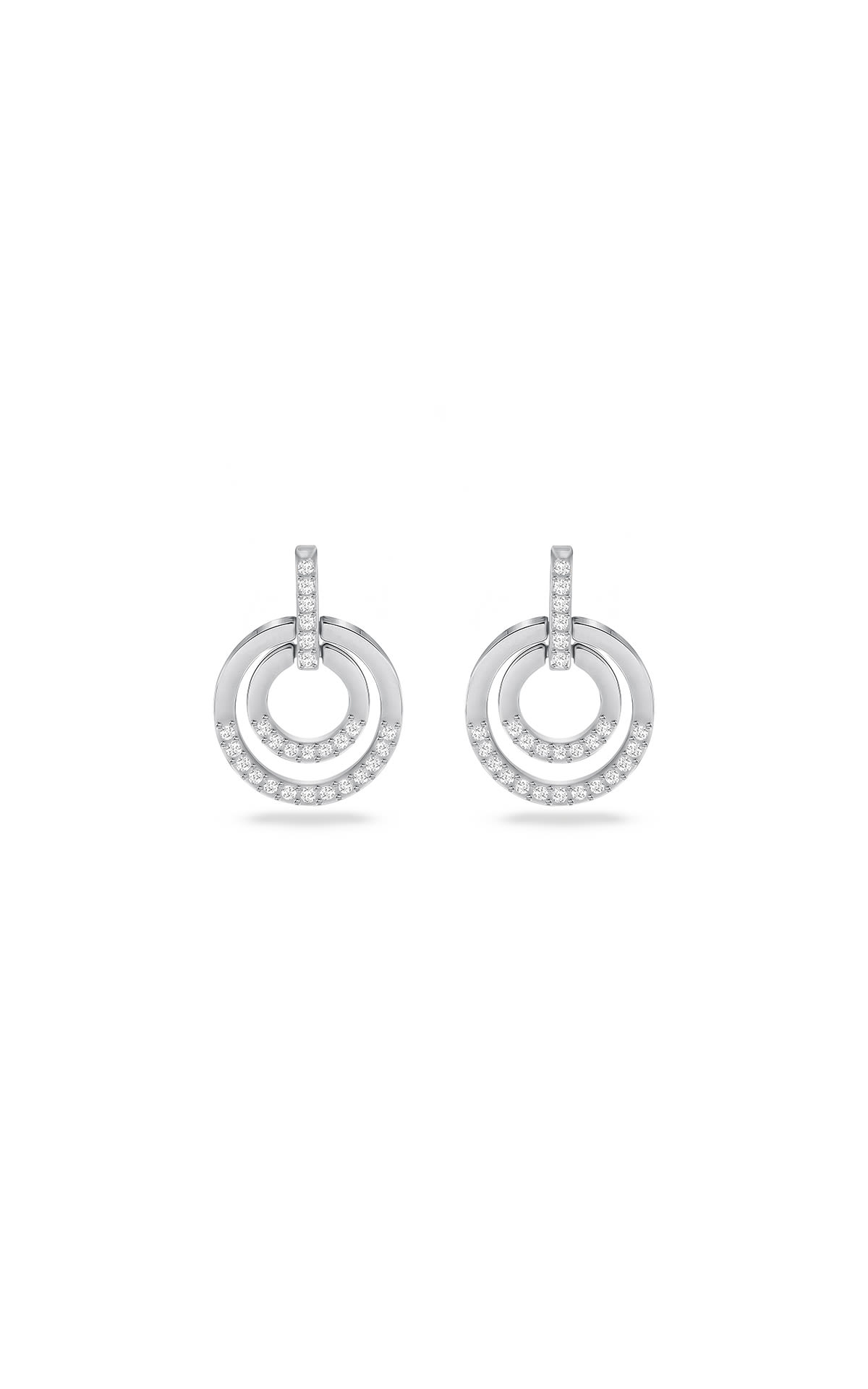 Orecchini Circle bianchi placcati in rodio Swarovski