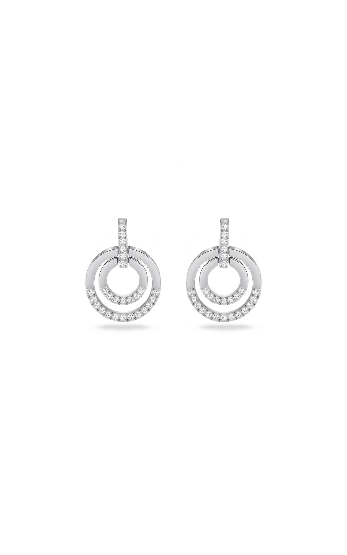 Swarovski White rhodium-plated circle earrings