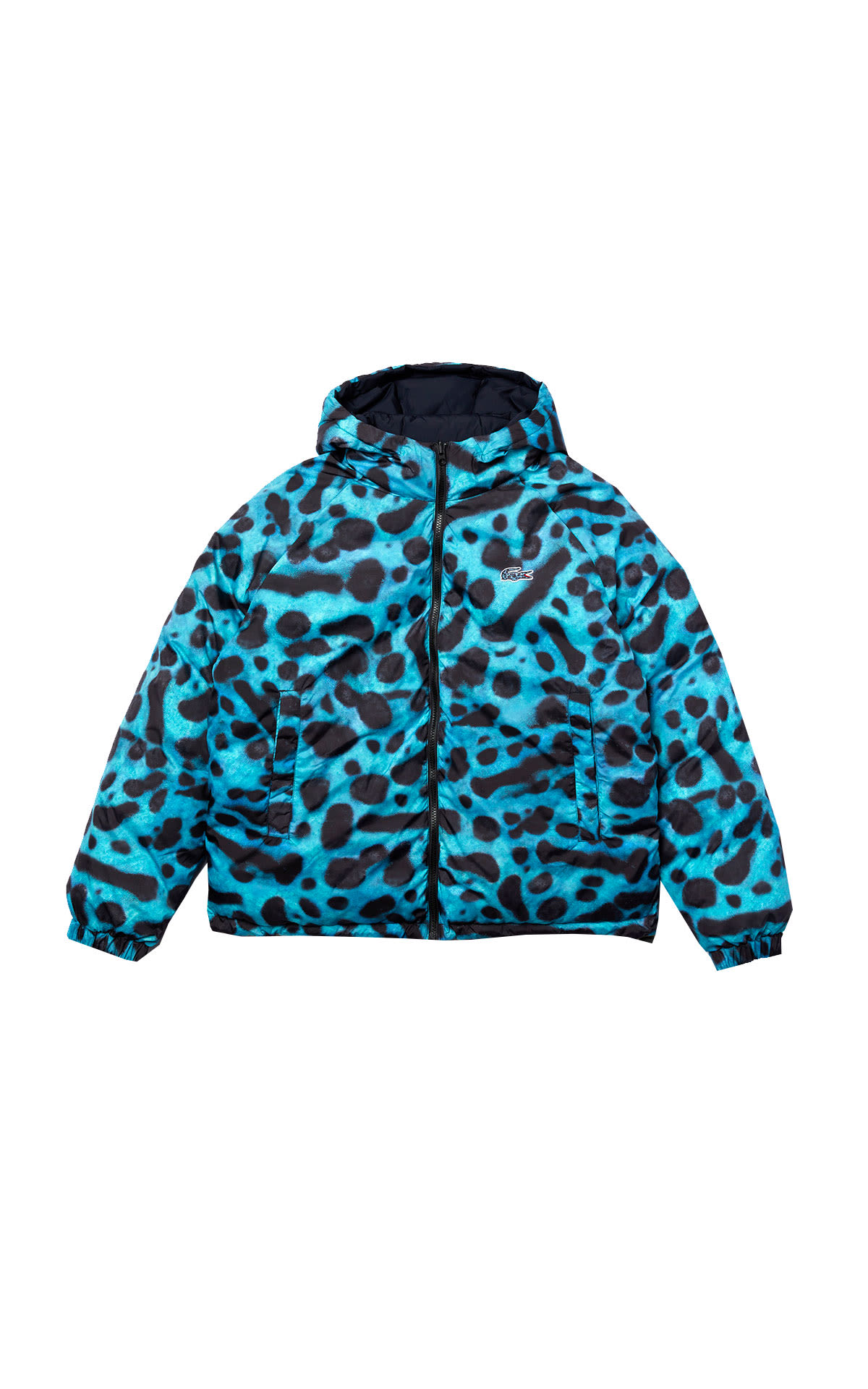 Anorak azul estampado leopardo Lacoste