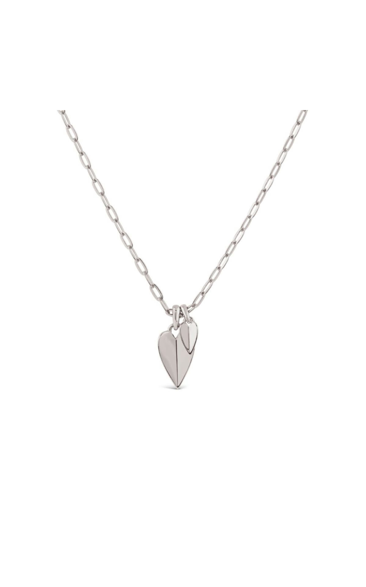 Dinny Hall Folded heart duo charm pendant - silver from Bicester Village