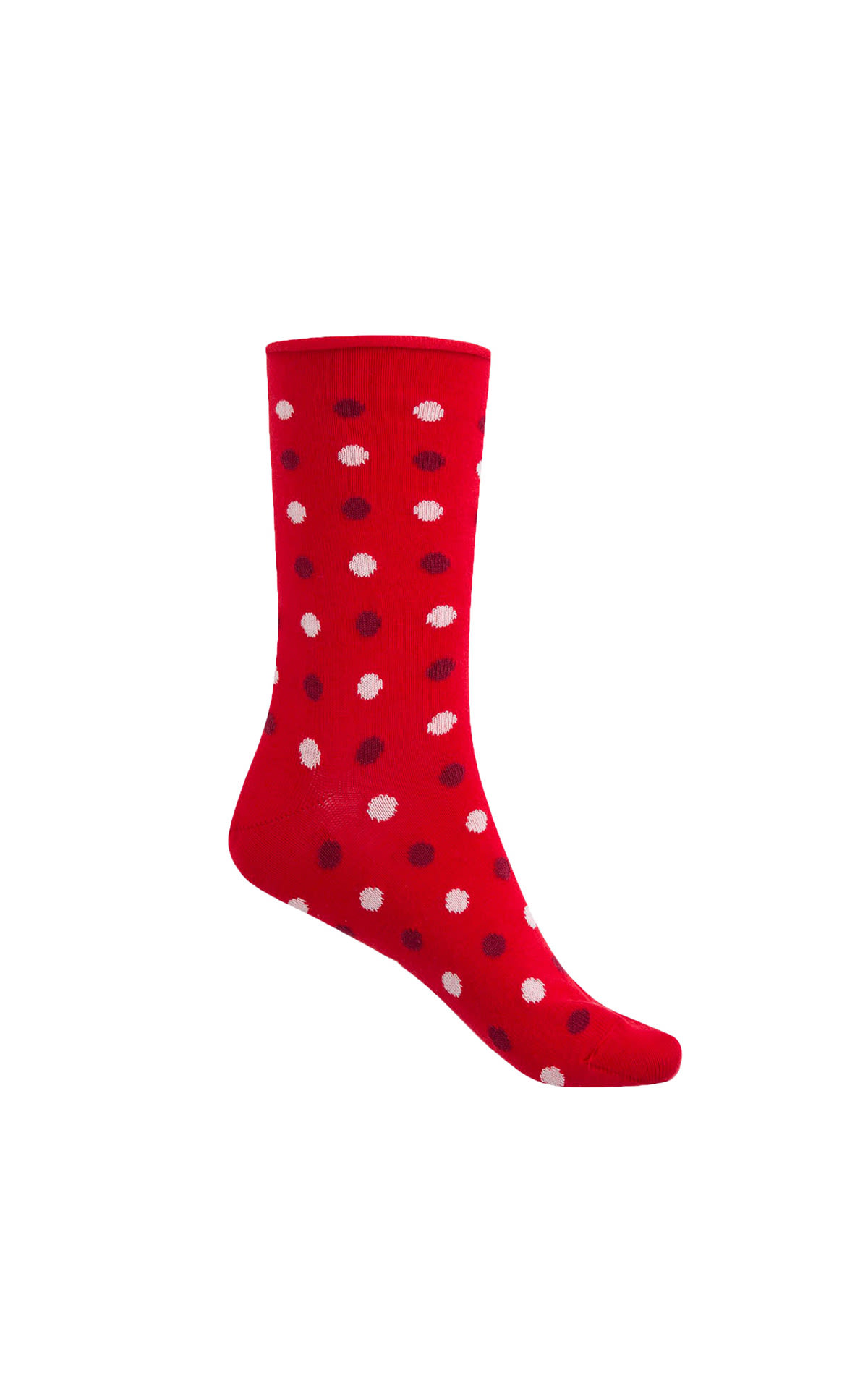 Red knee high sock with dot print Punto Blanco
