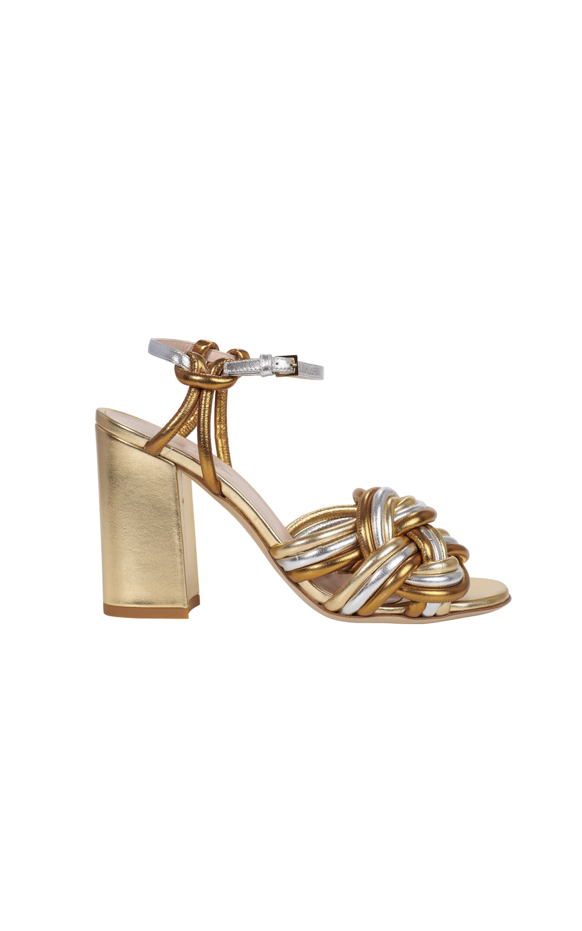 Gold and silver sandal with heel Etro