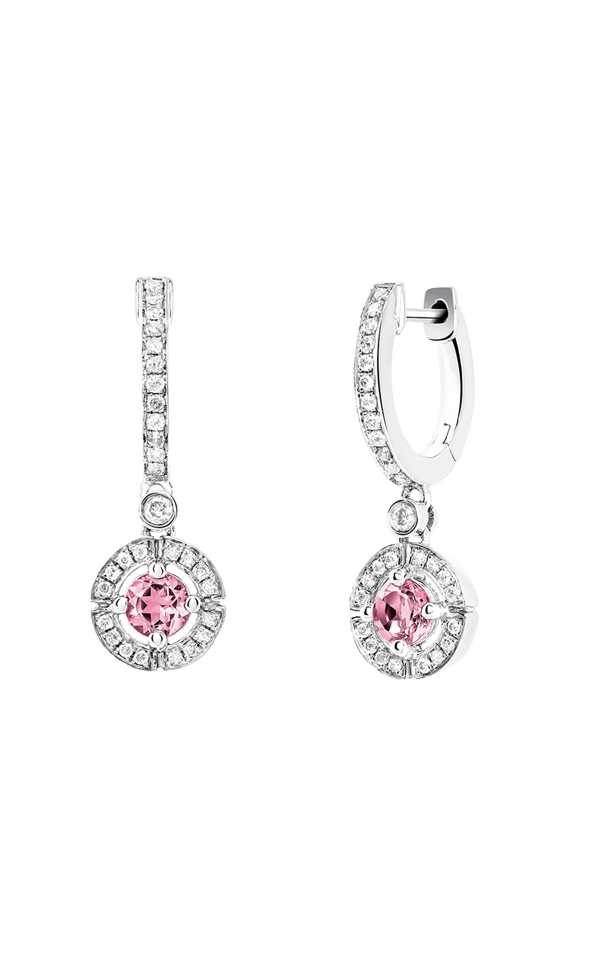 Long diamond earrings with pink stone Aristocrazy