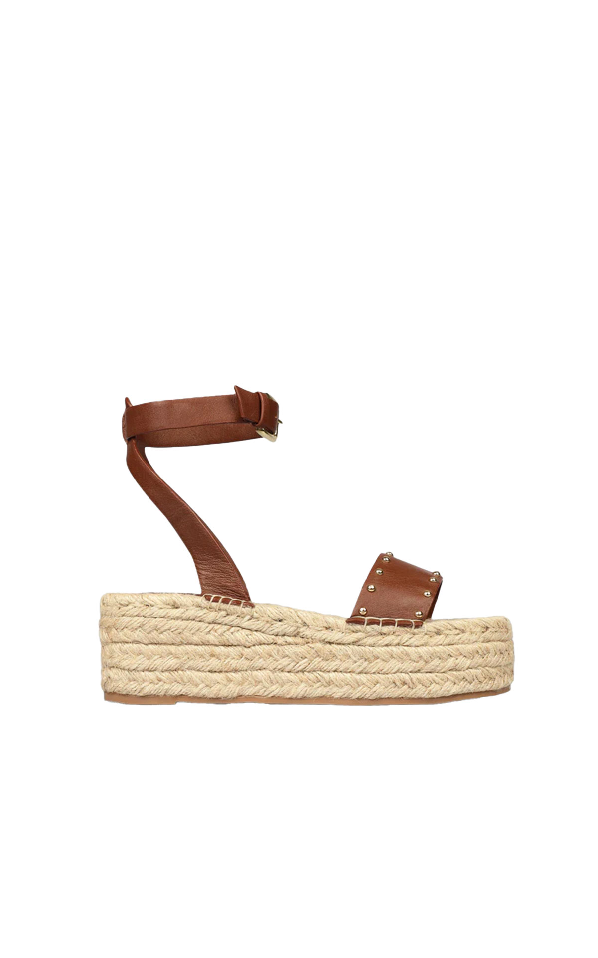 Flat esparto sandal with leather strap Scalpers Woman outlet madrid las rozas village