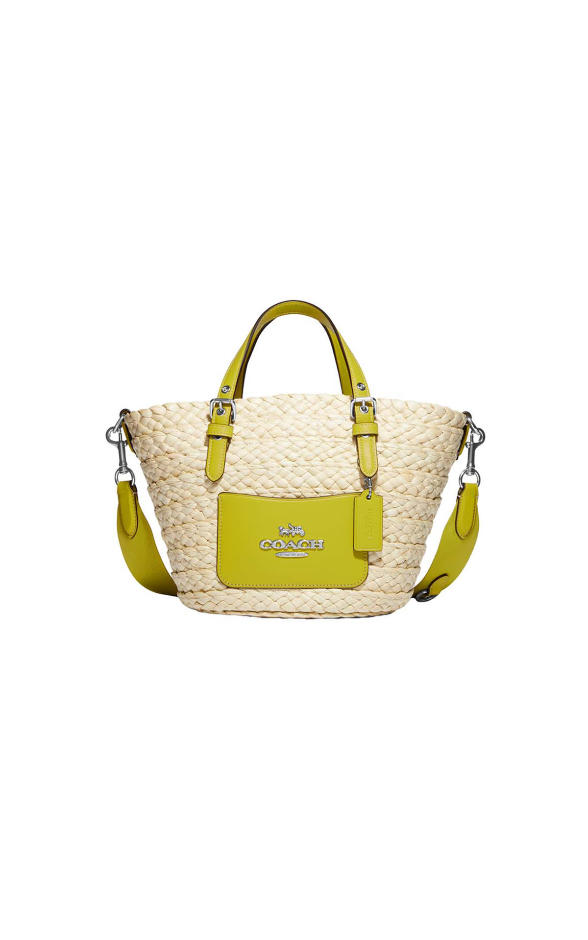Coach Small straw tote in key lime
