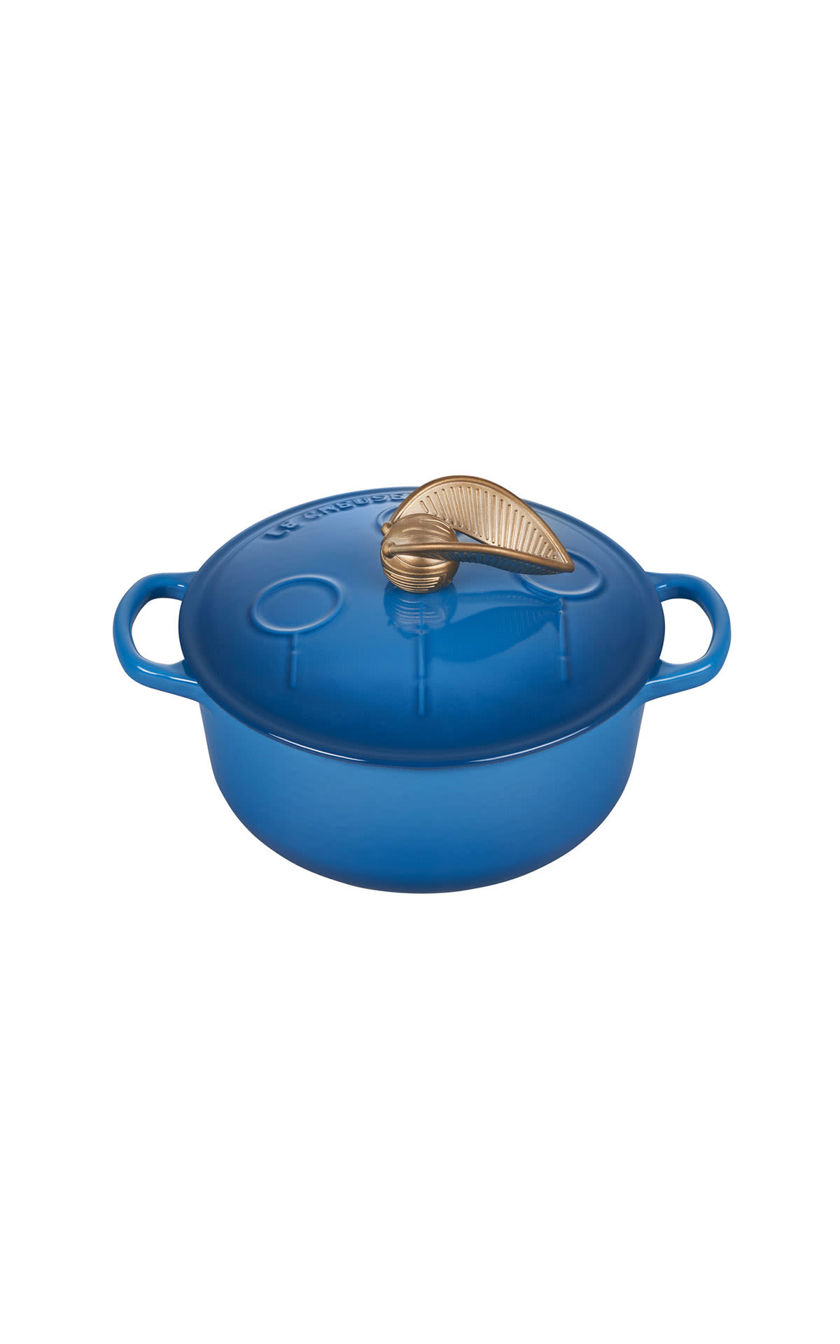 Le Creuset Harry Potter 22cm casserole blue with quidditch knob from Bicester Village