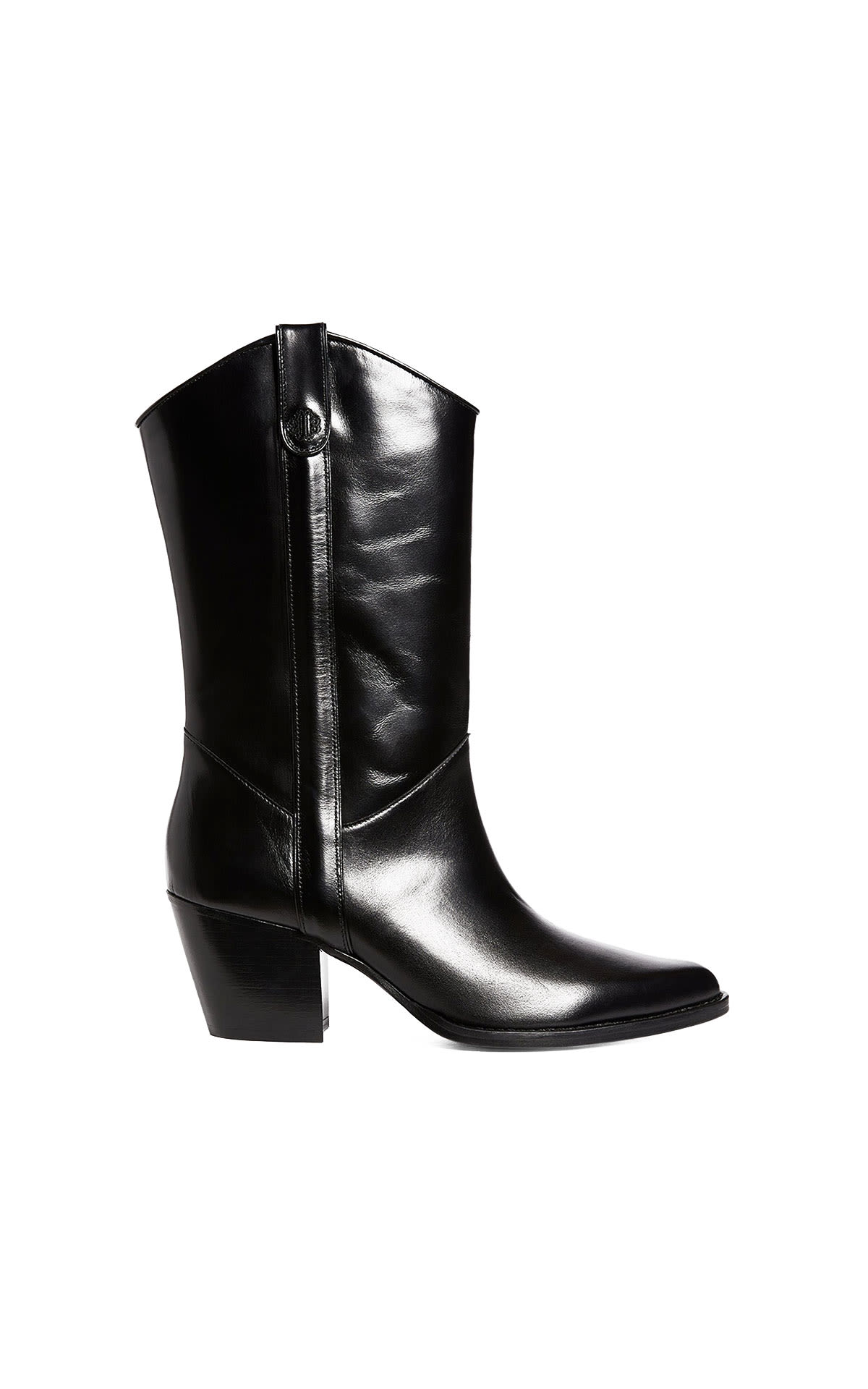 Bota negra de piel con tacón maje outlet madrid las rozas village