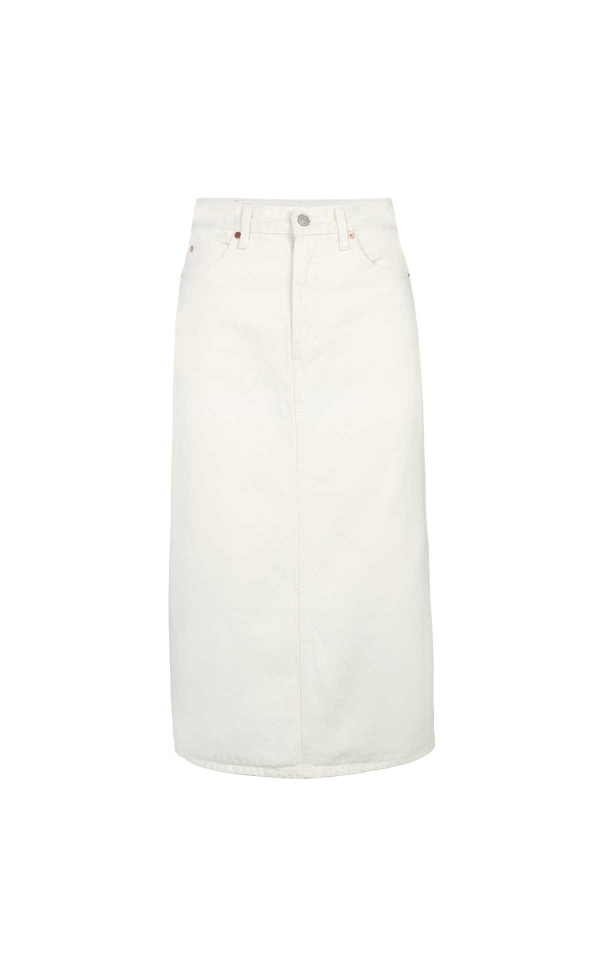 Long white denim skirt levis