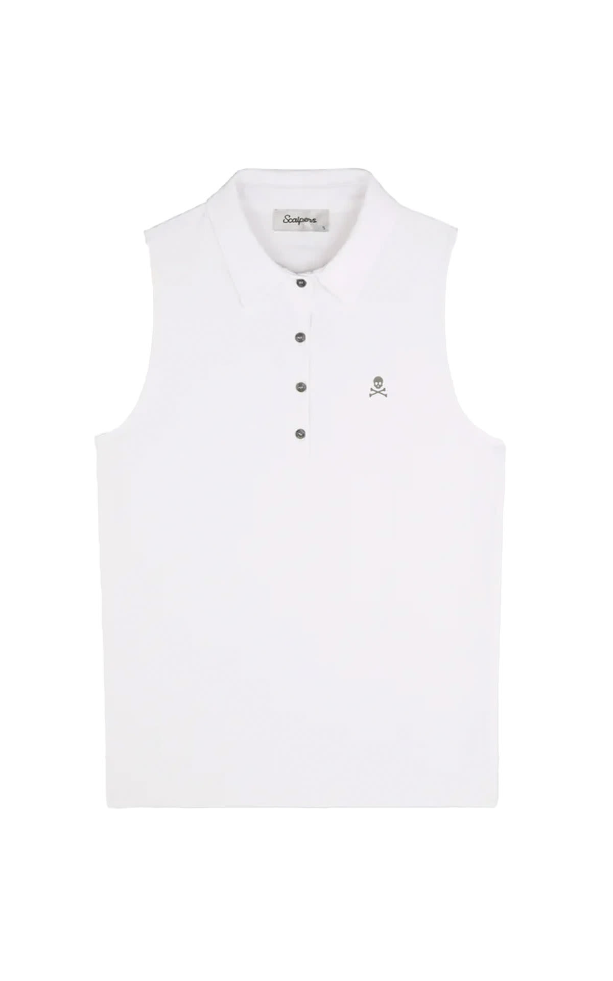 White sleeveless polo shirt scalpers wom