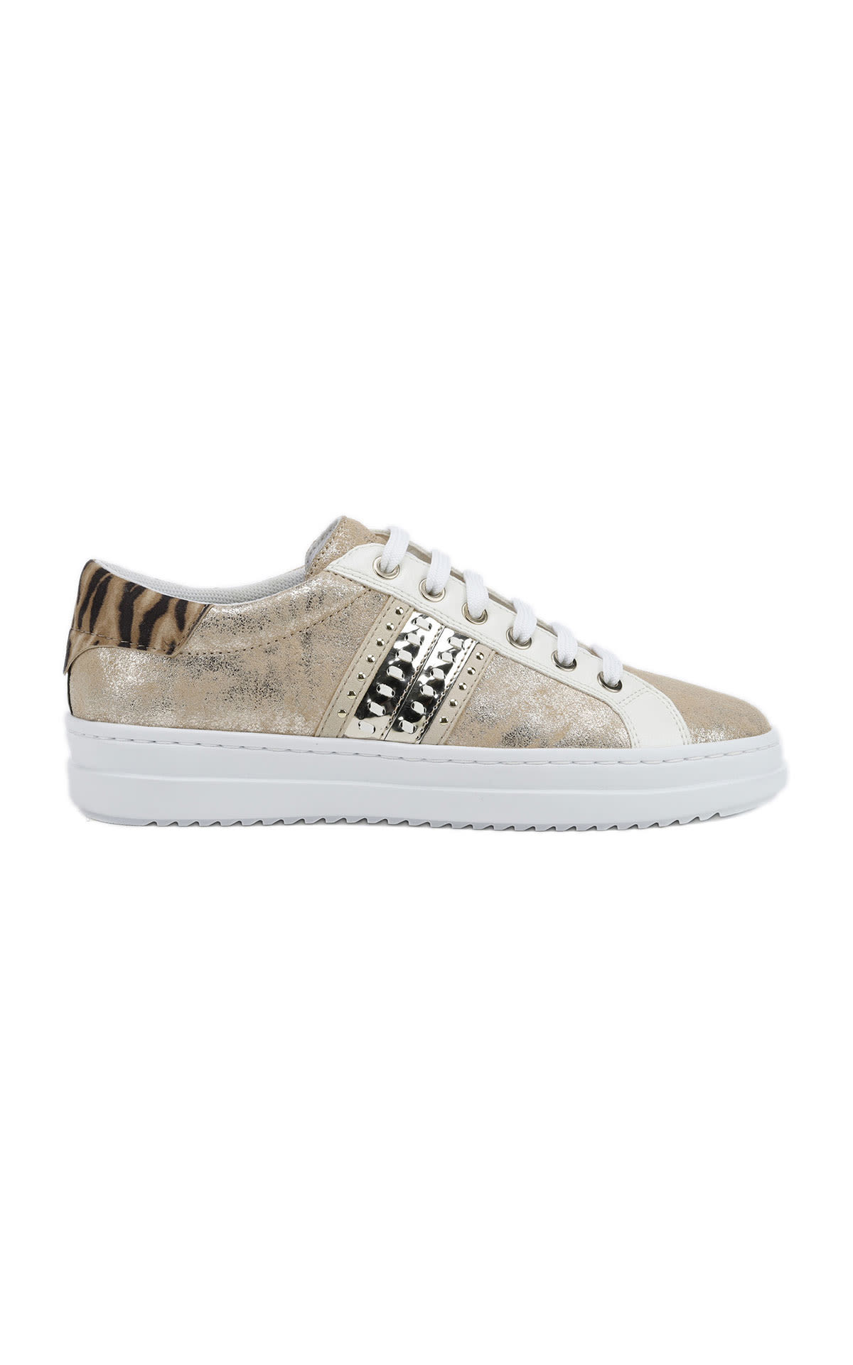 Silver sneaker with studs Geox
