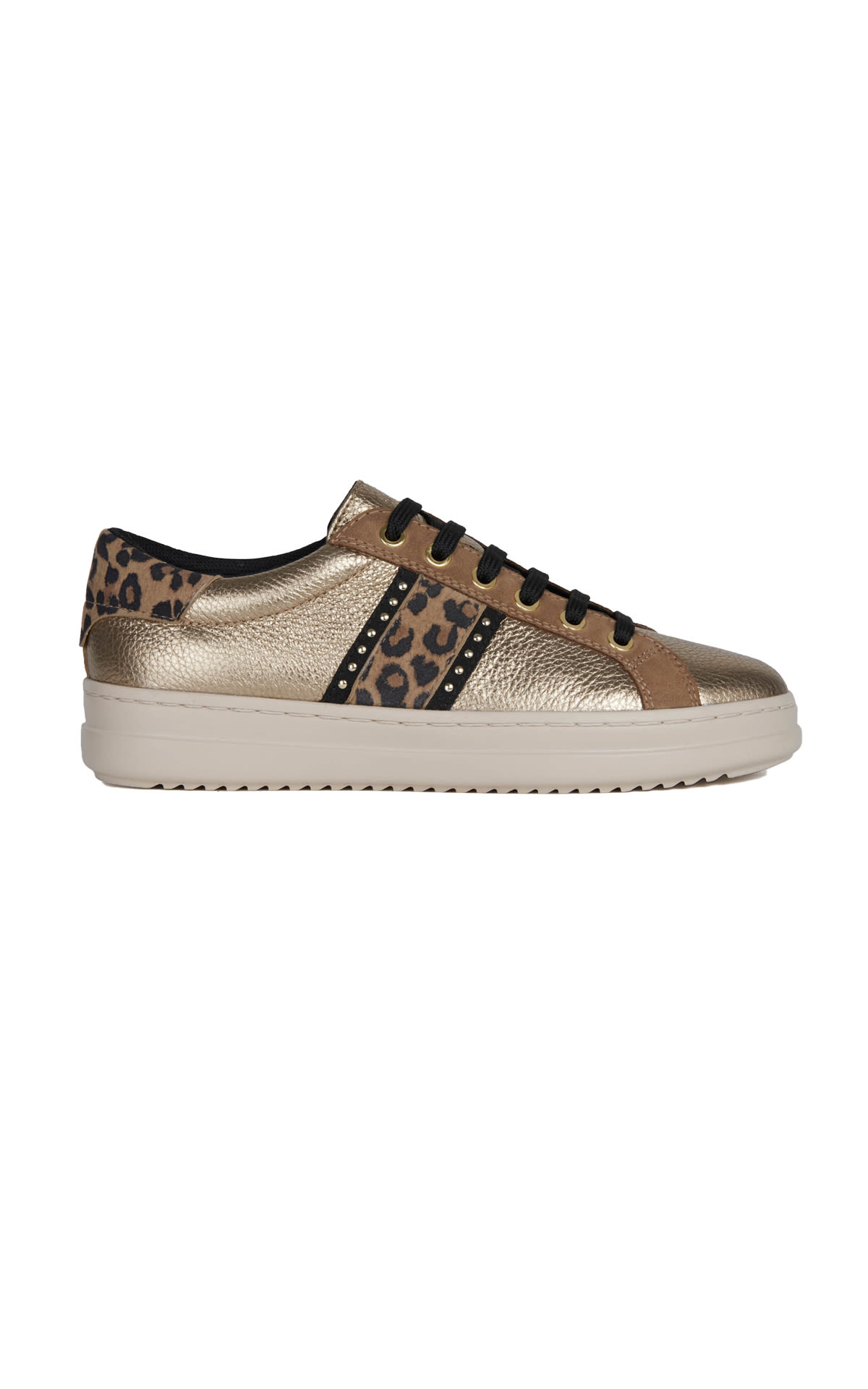 Silver women's sneaker with leopard print Geox