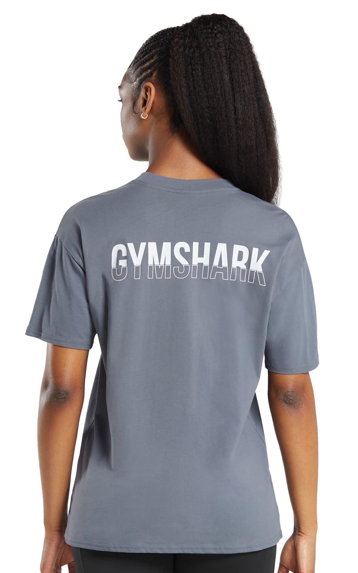 Gymshark GFX Fraction oversized t-shirt– GS Iron Blue from Bicester Village