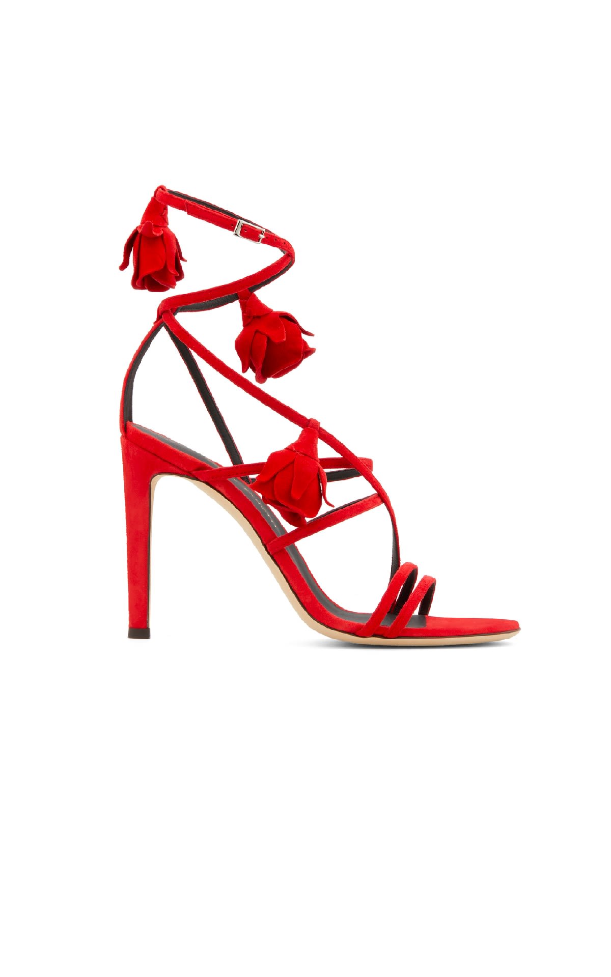 Red heeled sandal with roses Giuseppe Zanotti