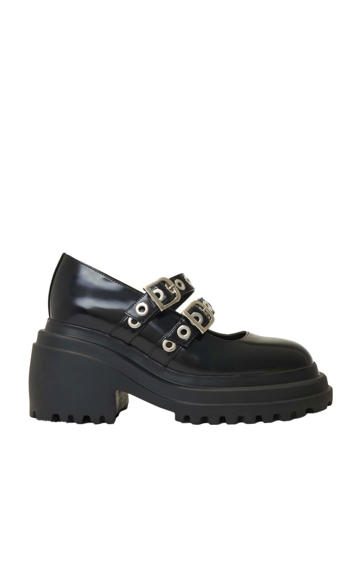 Black boot with buckles Maje