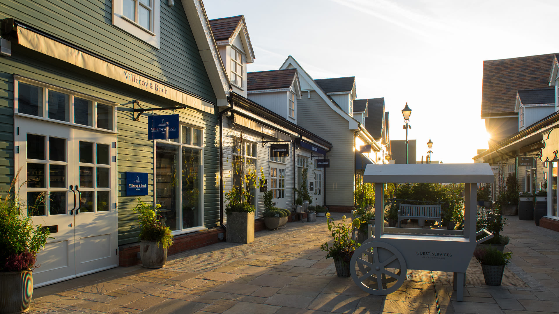 Sunrise in an empty Bicester Village