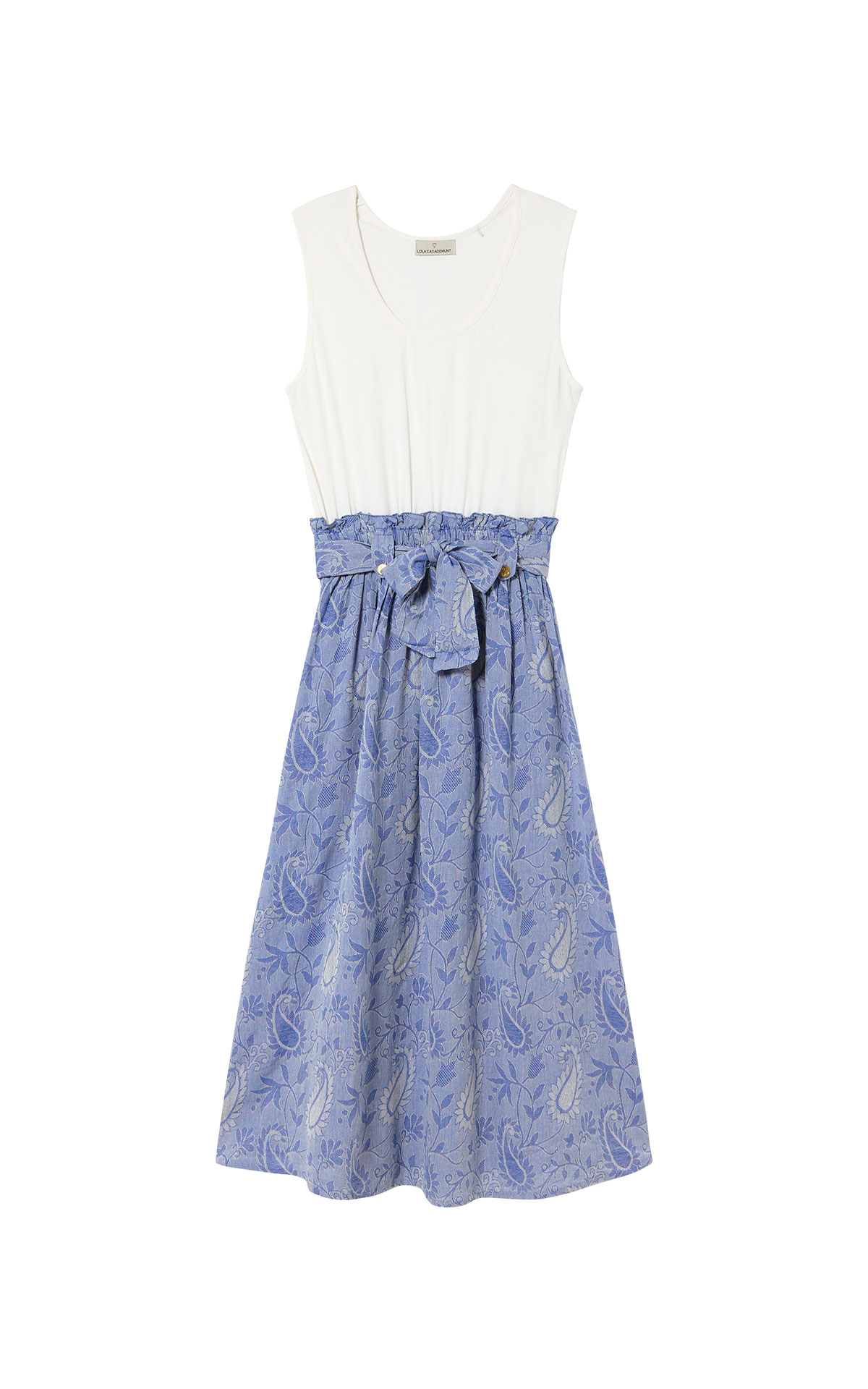 White and blue printed dress loa casademunt outlet barcelona la roca village