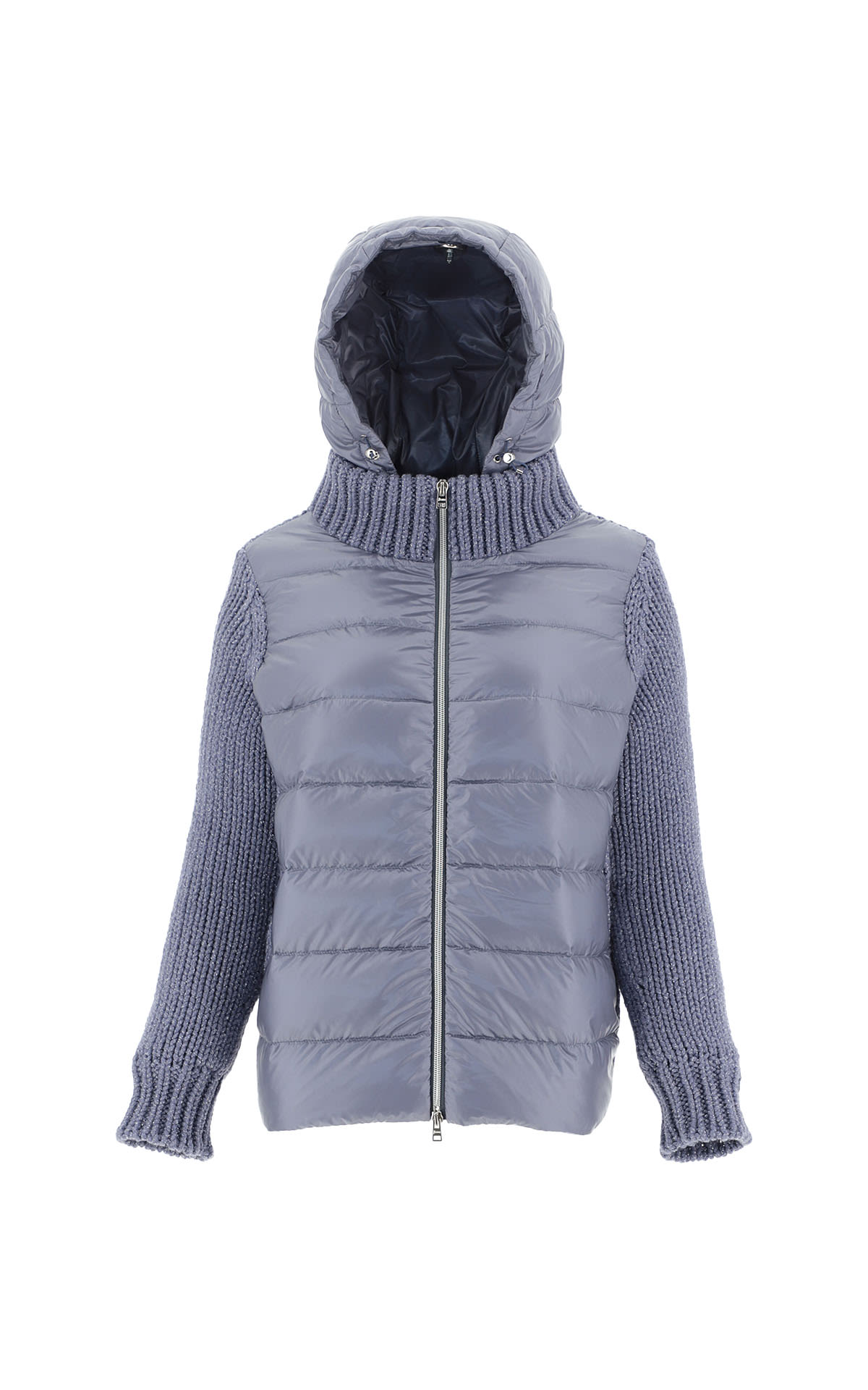 Herno Light blue anorak with knitted sleeves