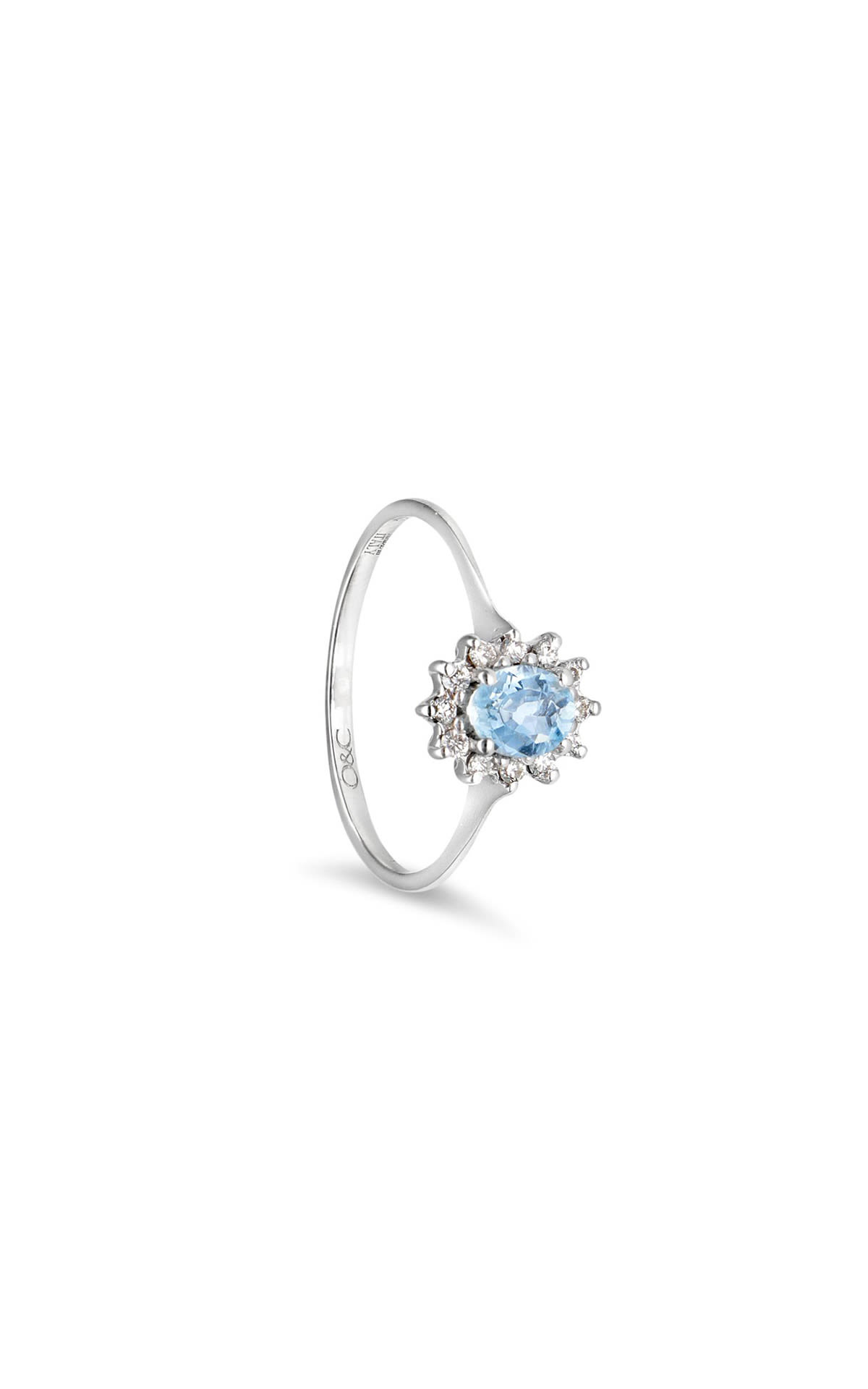 ORO&CO | Luxury Zone White gold ring with central aquamarine and diamonds