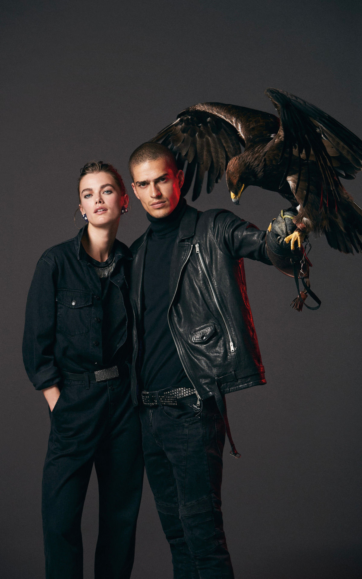 Couple with a wild bird