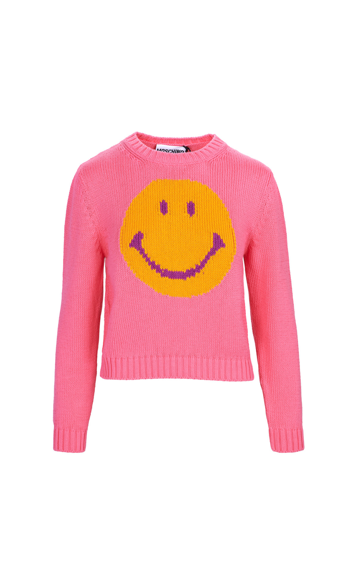 Pink Smiley Knit Sweater Moschino outlet barcelona la roca village