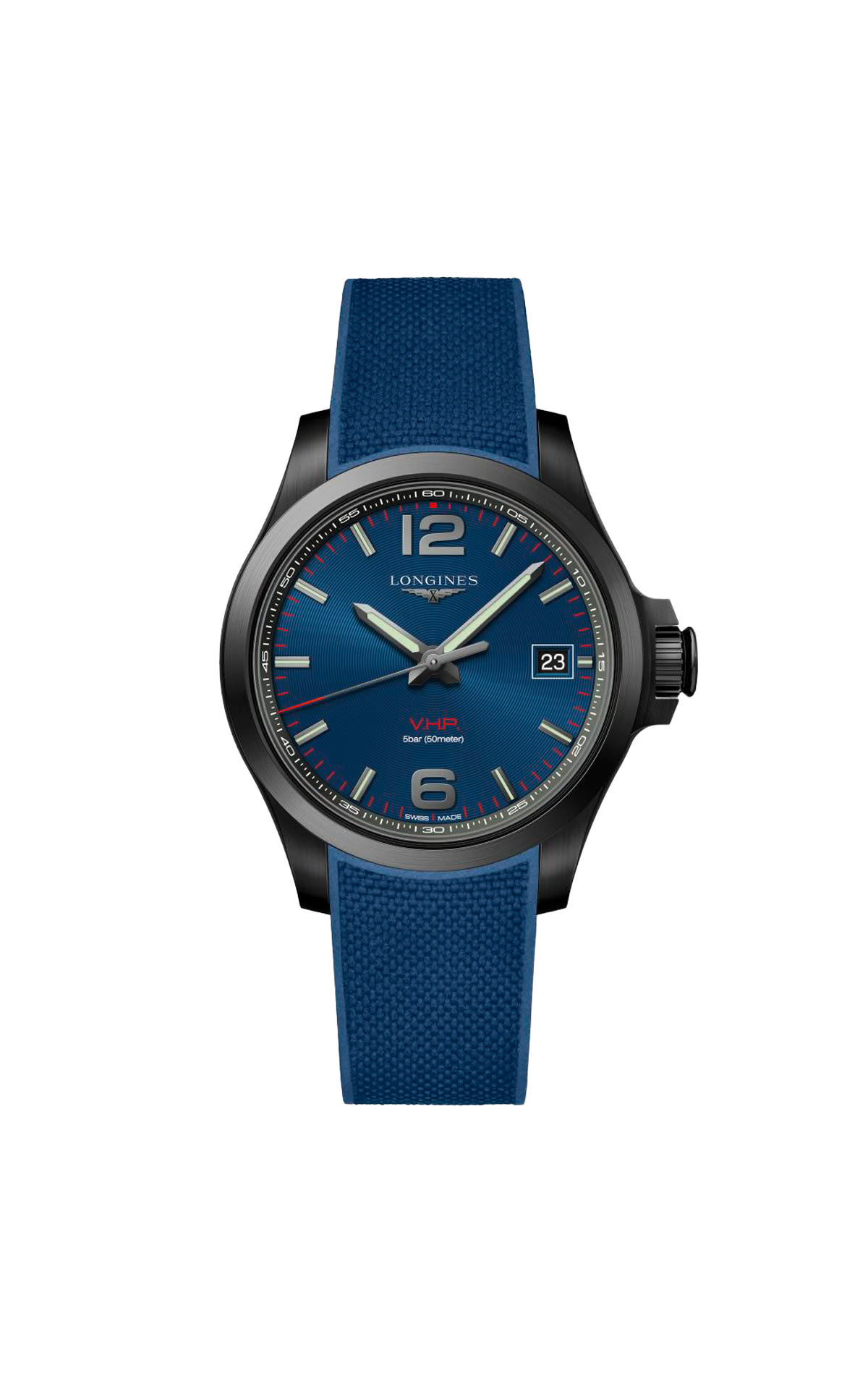 Longines Conquest V.H.P. Blue Rubber Strap Men's Watch Hour Passion
