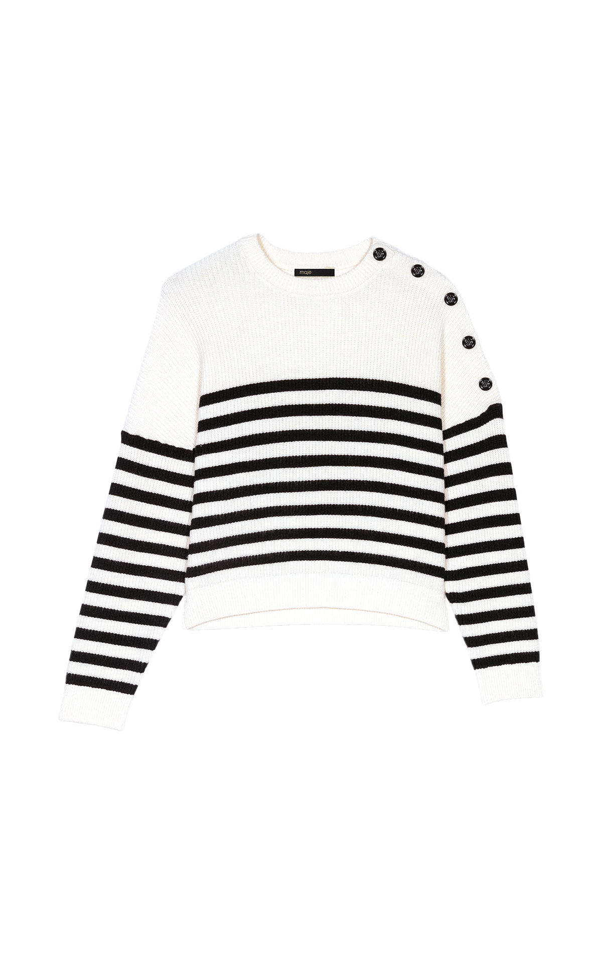 White jersey with sailor stripes maje outlet barcelona la roca village