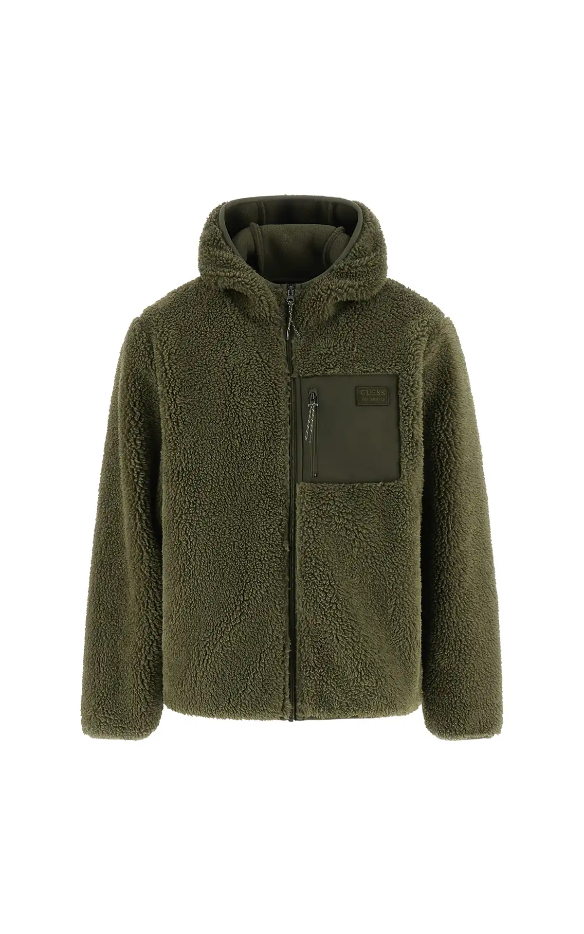 Guess Pull zippé en sherpa Victor kaki La Vallée Village