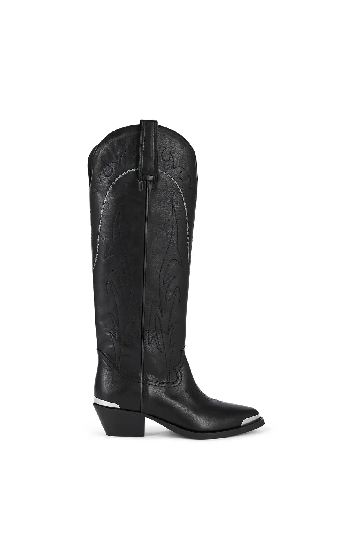 The Kooples Black leather cowboy boots La Vallée Village