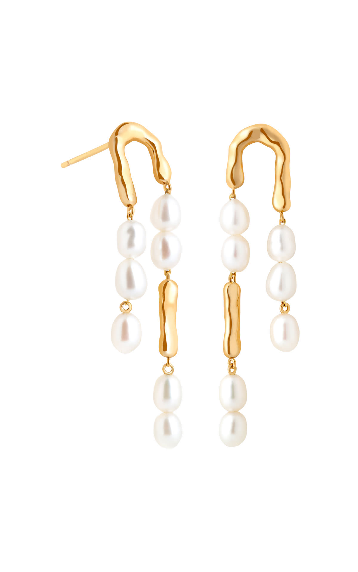 Astrid & Miyu Molten Pearl Drop Studs in Gold from Bicester Village