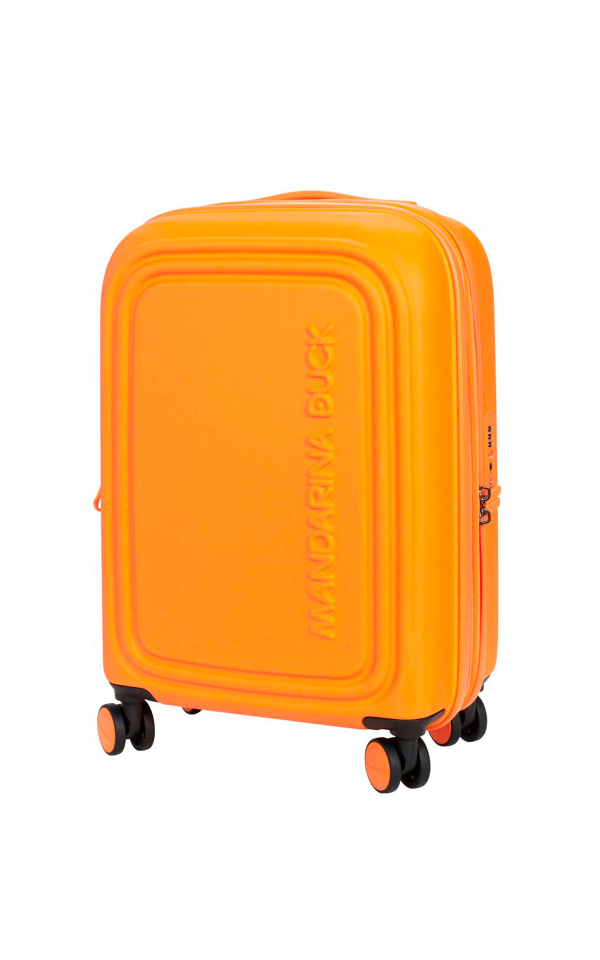 orange wheeled suitcase mandarina duck