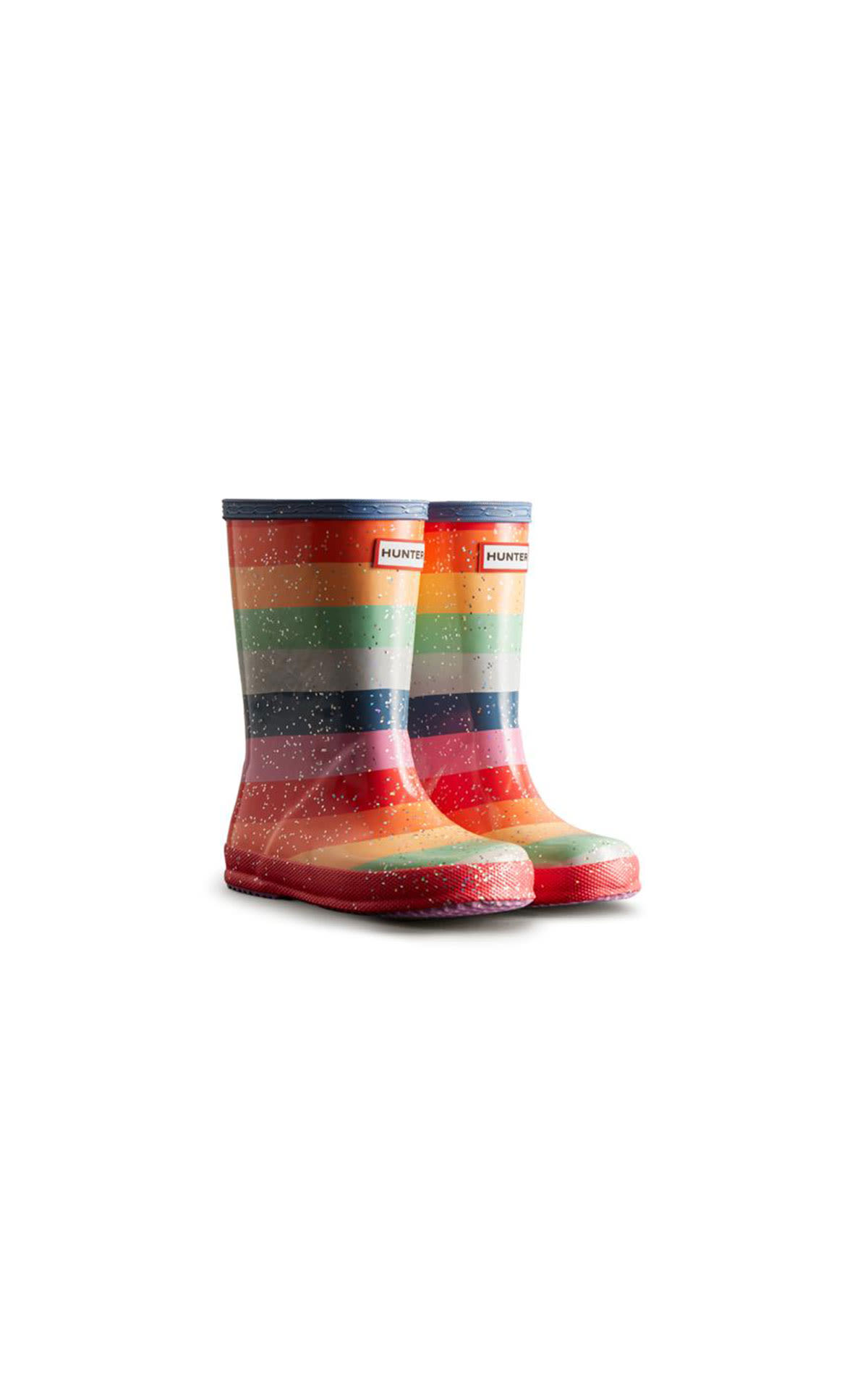 Hunter Kid's first classic rainbow glitter boot from Bicester Village