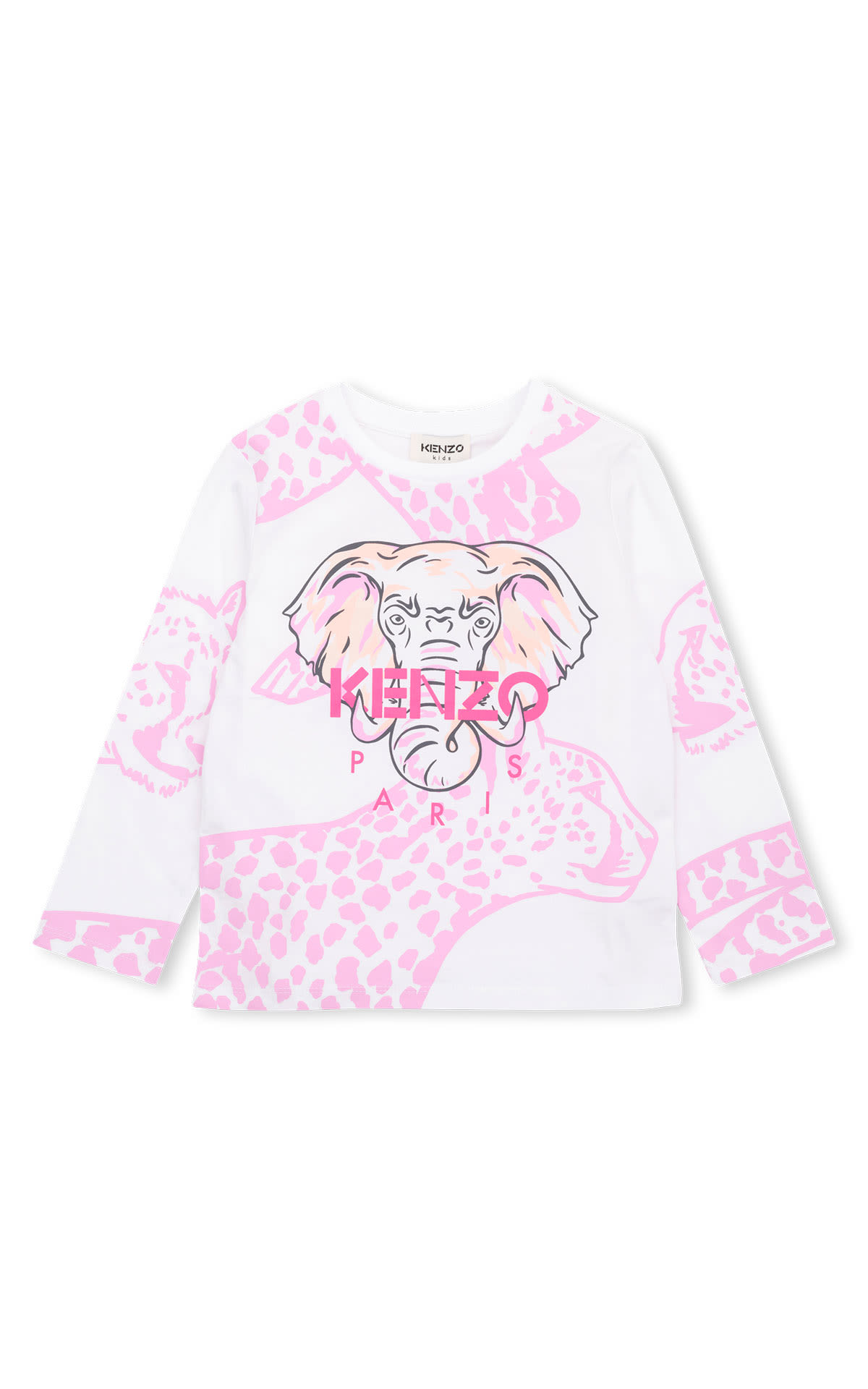 White and pink shirt with elephant embroidery KNEZO KIds around